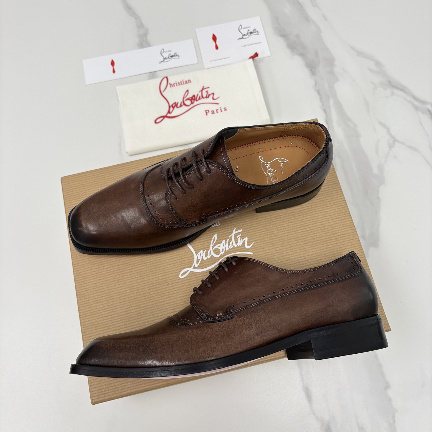💋💍 CL 新品男士正装鞋皮鞋 Christia* Loubouti* 红底鞋 皮革肌理与红底美学的绅士