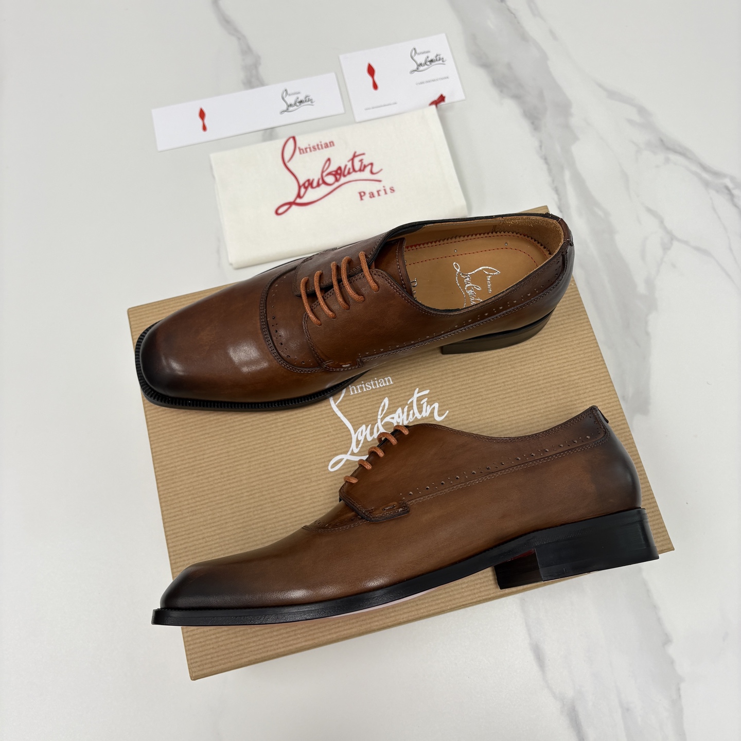 💋💍 CL 新品男士正装鞋皮鞋 Christia* Loubouti* 红底鞋 皮革肌理与红底美学的绅士