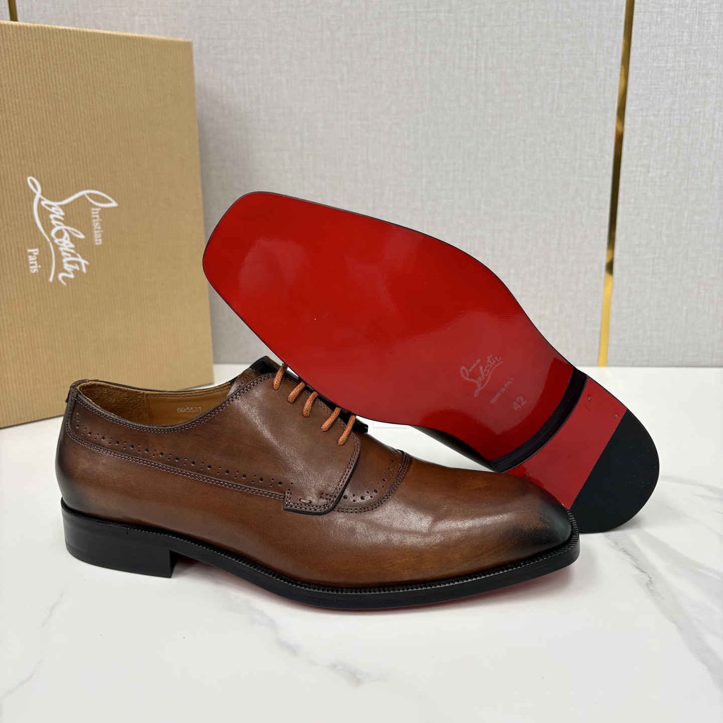 💋💍 CL 新品男士正装鞋皮鞋 Christia* Loubouti* 红底鞋 皮革肌理与红底美学的绅士