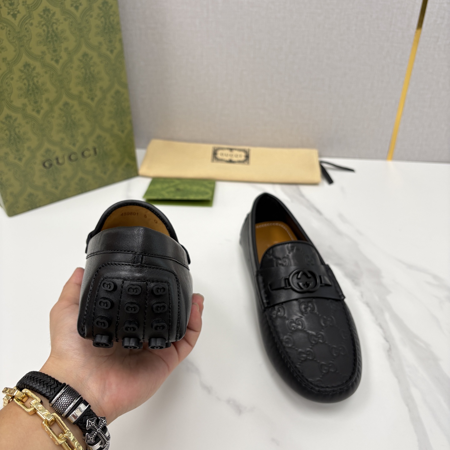 💋💍 G家 代购版 官网同步发售 GUCC* 古～驰 饰马衔扣男士驾车鞋 官方 7,300 经典款式豆豆