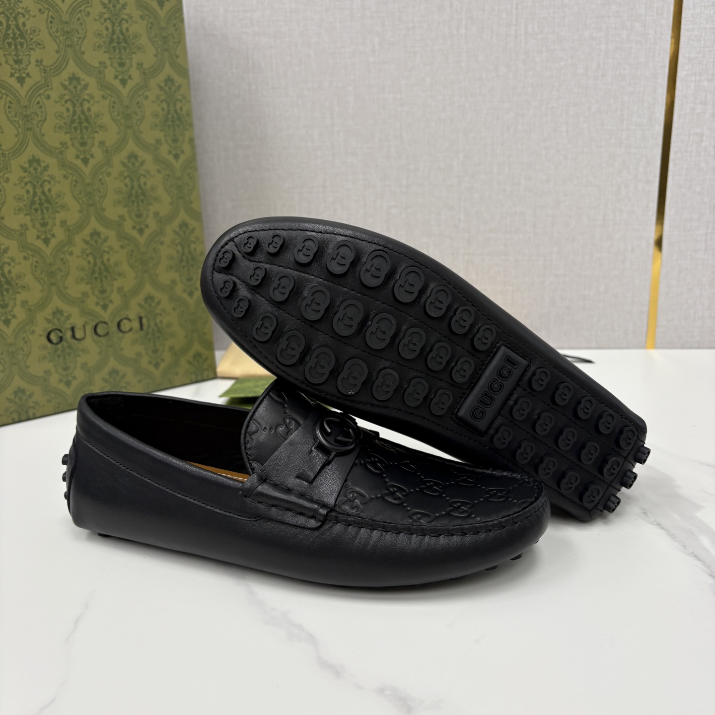 💋💍 G家 代购版 官网同步发售 GUCC* 古～驰 饰马衔扣男士驾车鞋 官方 7,300 经典款式豆豆