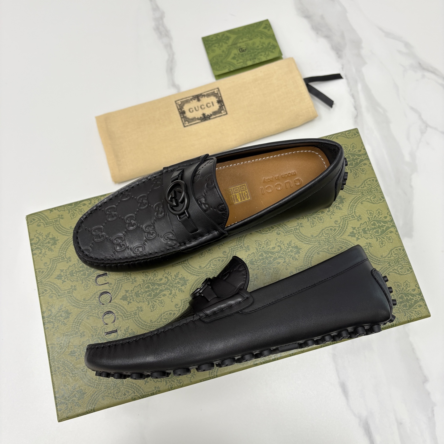 💋💍 G家 代购版 官网同步发售 GUCC* 古～驰 饰马衔扣男士驾车鞋 官方 7,300 经典款式豆豆
