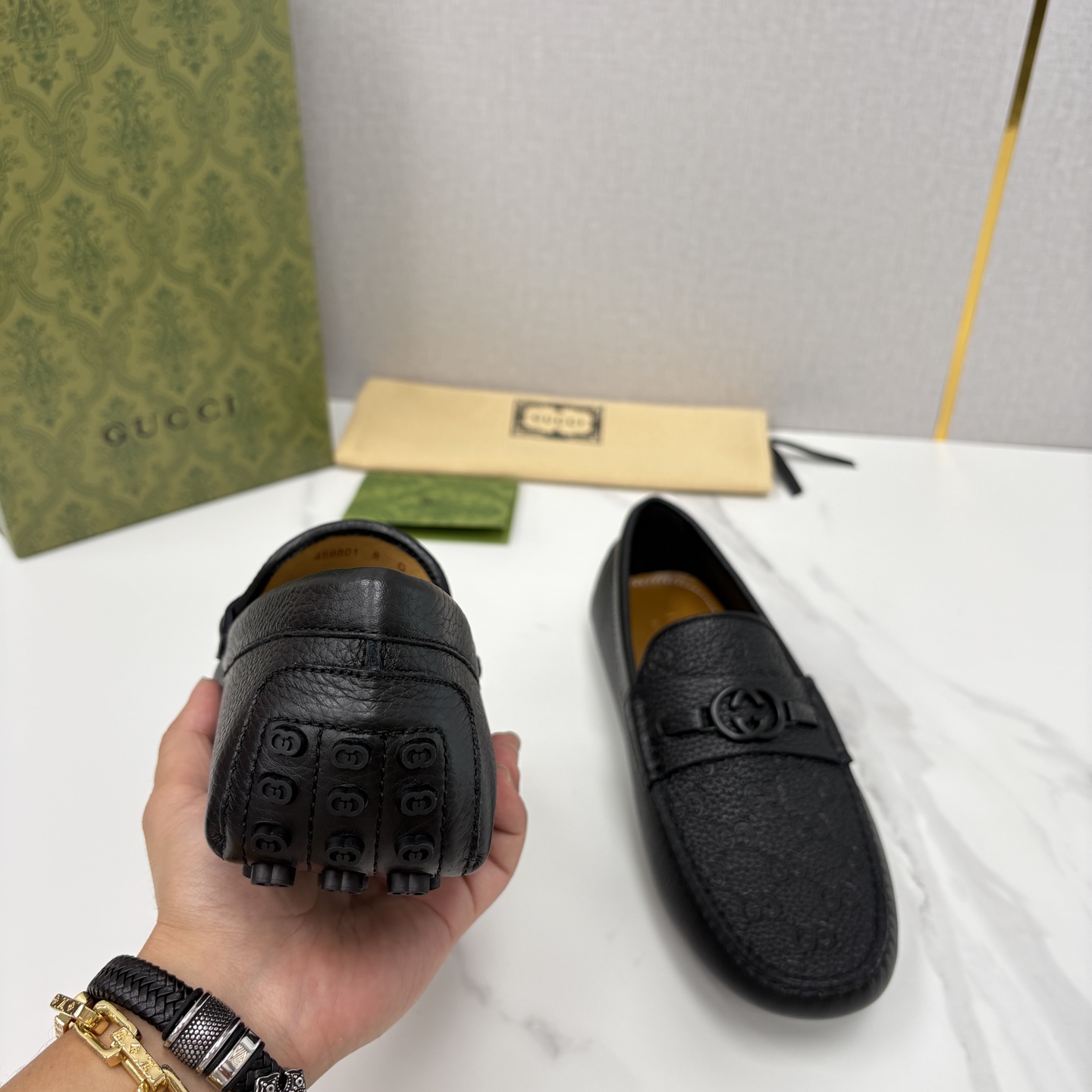 💋💍 G家 代购版 官网同步发售 GUCC* 古～驰 饰马衔扣男士驾车鞋 官方 7,300 经典款式豆豆