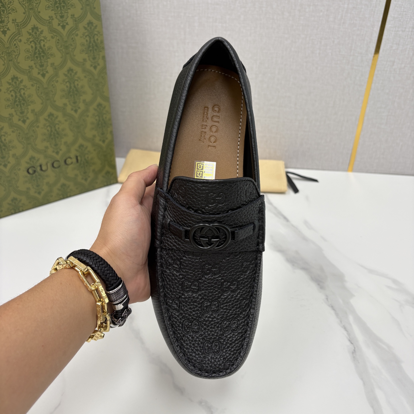 💋💍 G家 代购版 官网同步发售 GUCC* 古～驰 饰马衔扣男士驾车鞋 官方 7,300 经典款式豆豆