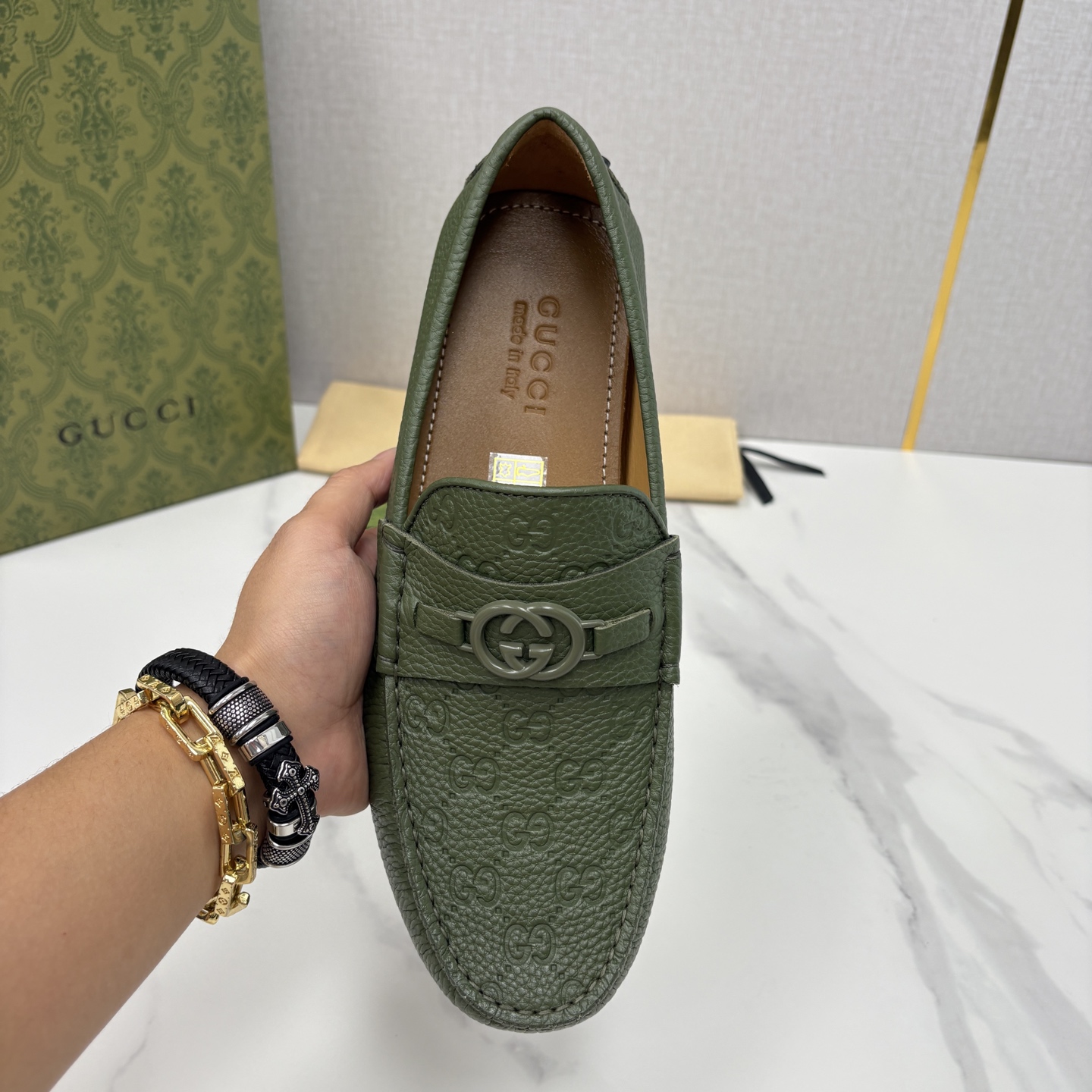 💋💍 G家 代购版 官网同步发售 GUCC* 古～驰 饰马衔扣男士驾车鞋 官方 7,300 经典款式豆豆