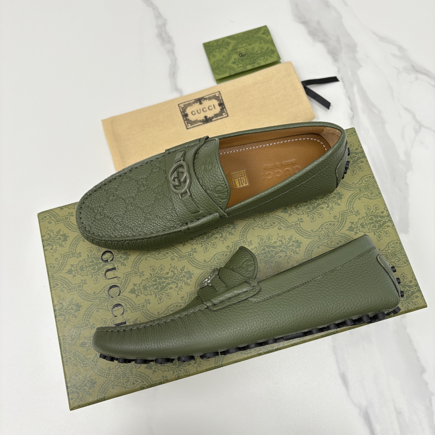 💋💍 G家 代购版 官网同步发售 GUCC* 古～驰 饰马衔扣男士驾车鞋 官方 7,300 经典款式豆豆