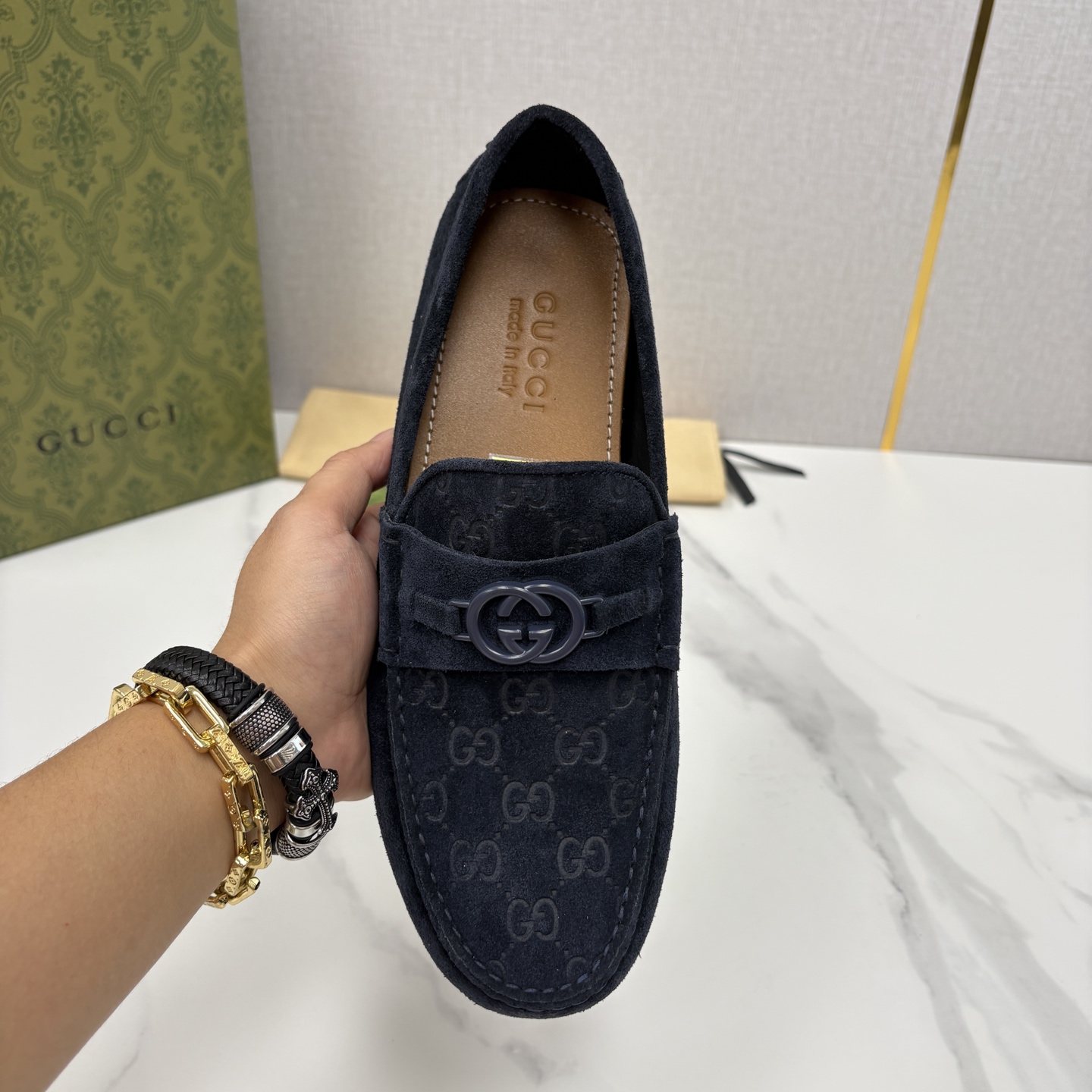 💋💍 G家 代购版 官网同步发售 GUCC* 古～驰 饰马衔扣男士驾车鞋 官方 7,300 经典款式豆豆