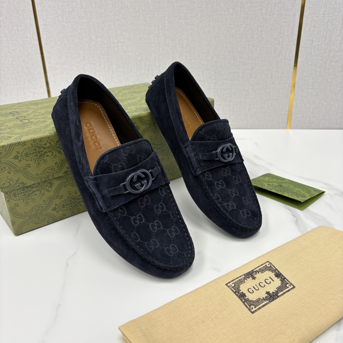 💋💍 G家 代购版 官网同步发售 GUCC* 古～驰 饰马衔扣男士驾车鞋 官方 7,300 经典款式豆豆