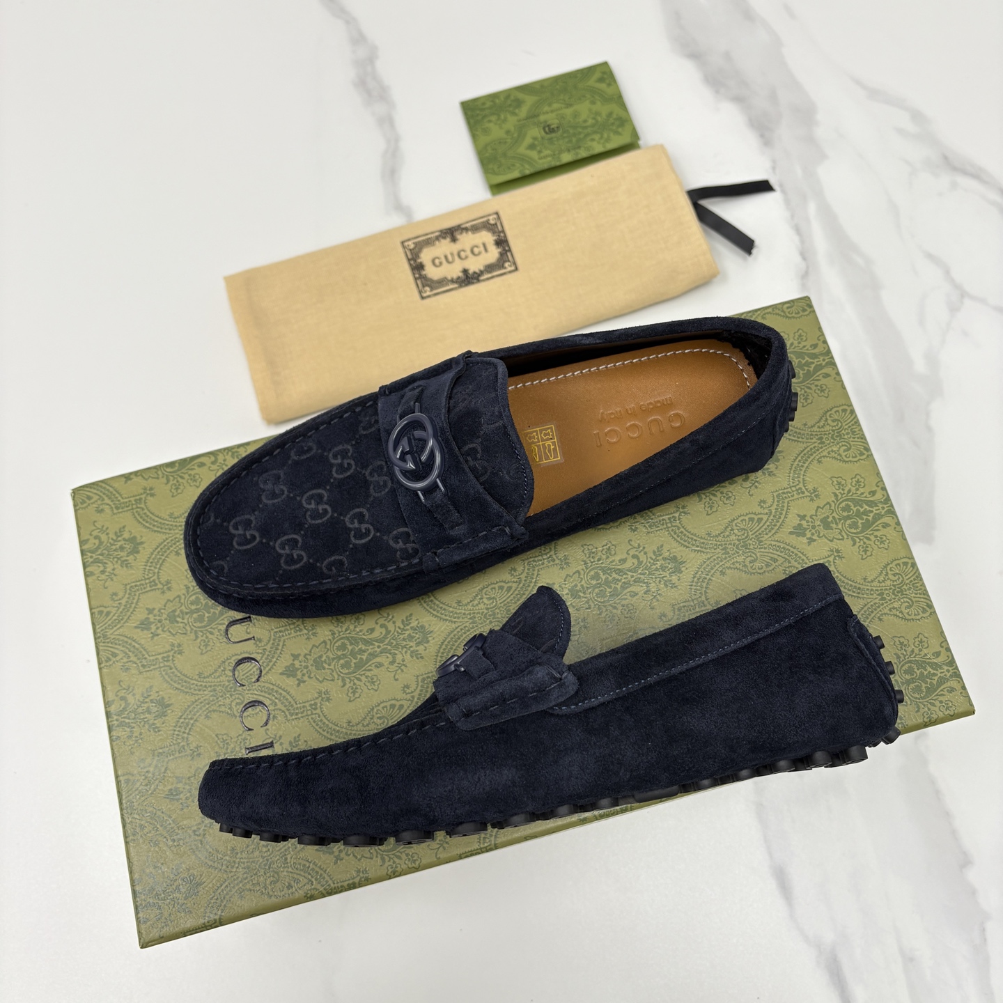 💋💍 G家 代购版 官网同步发售 GUCC* 古～驰 饰马衔扣男士驾车鞋 官方 7,300 经典款式豆豆