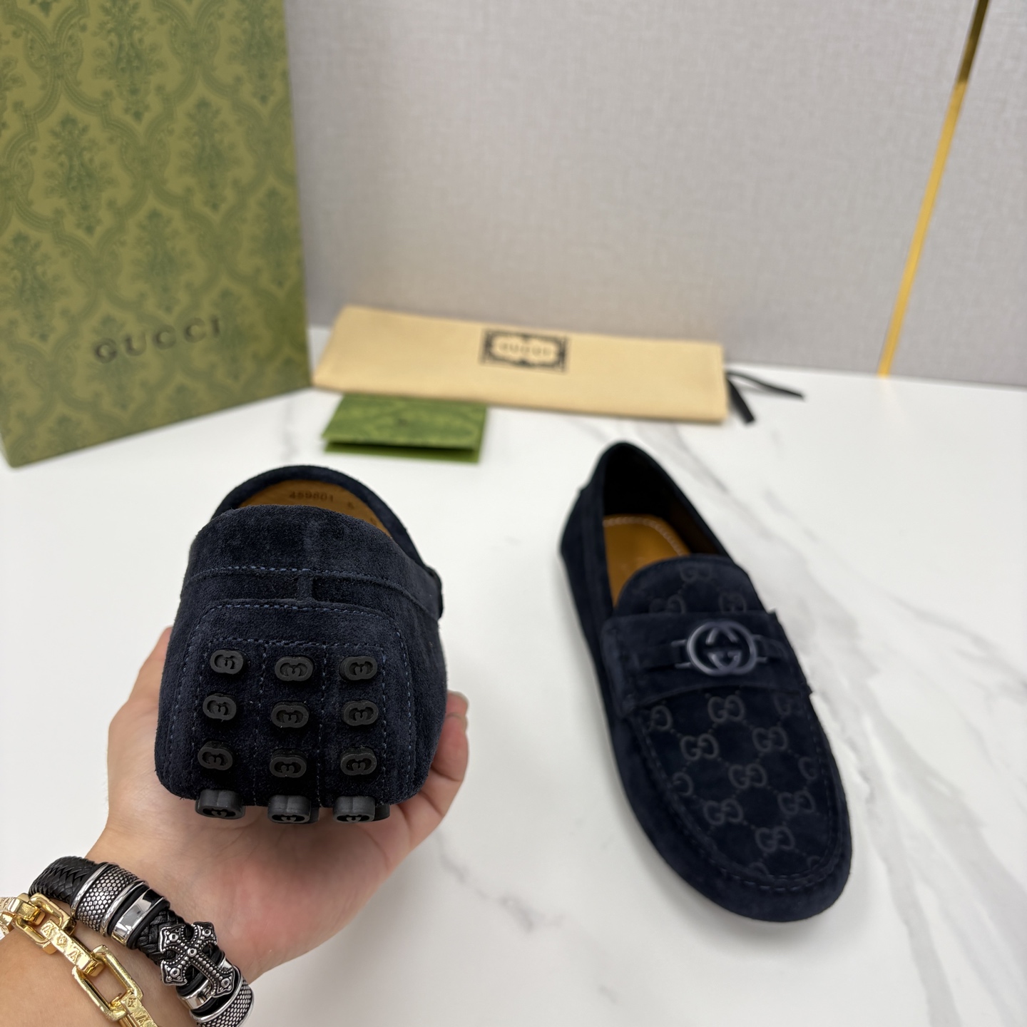 💋💍 G家 代购版 官网同步发售 GUCC* 古～驰 饰马衔扣男士驾车鞋 官方 7,300 经典款式豆豆