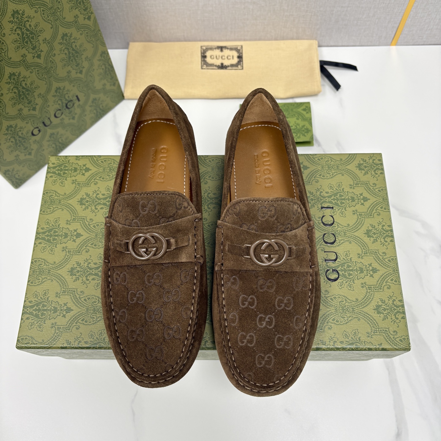 💋💍 G家 代购版 官网同步发售 GUCC* 古～驰 饰马衔扣男士驾车鞋 官方 7,300 经典款式豆豆