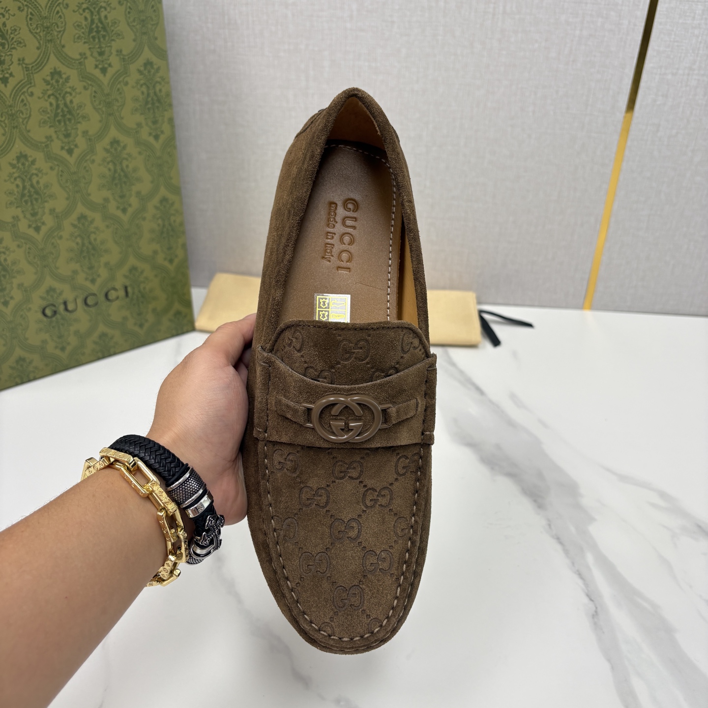 💋💍 G家 代购版 官网同步发售 GUCC* 古～驰 饰马衔扣男士驾车鞋 官方 7,300 经典款式豆豆