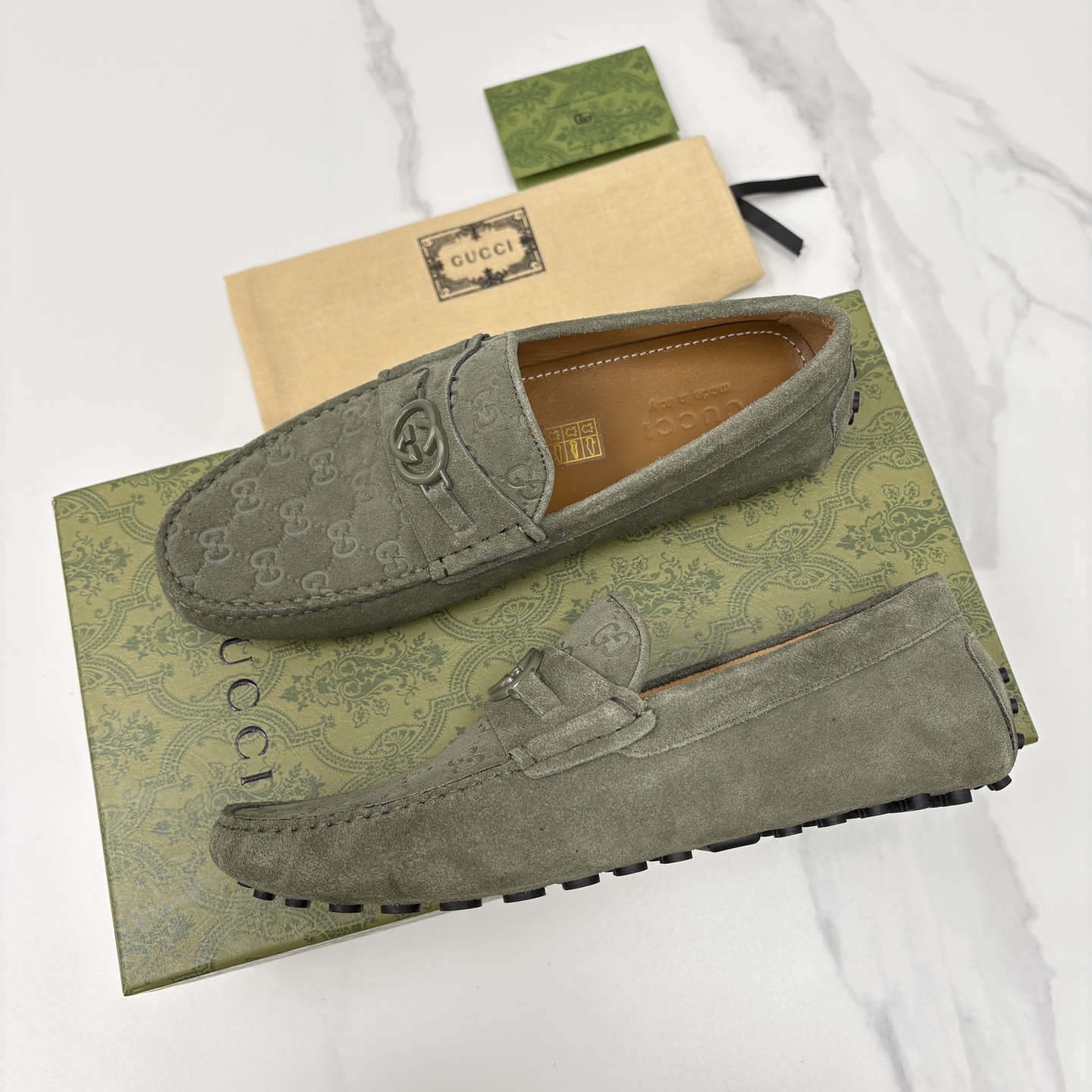 💋💍 G家 代购版 官网同步发售 GUCC* 古～驰 饰马衔扣男士驾车鞋 官方 7,300 经典款式豆豆
