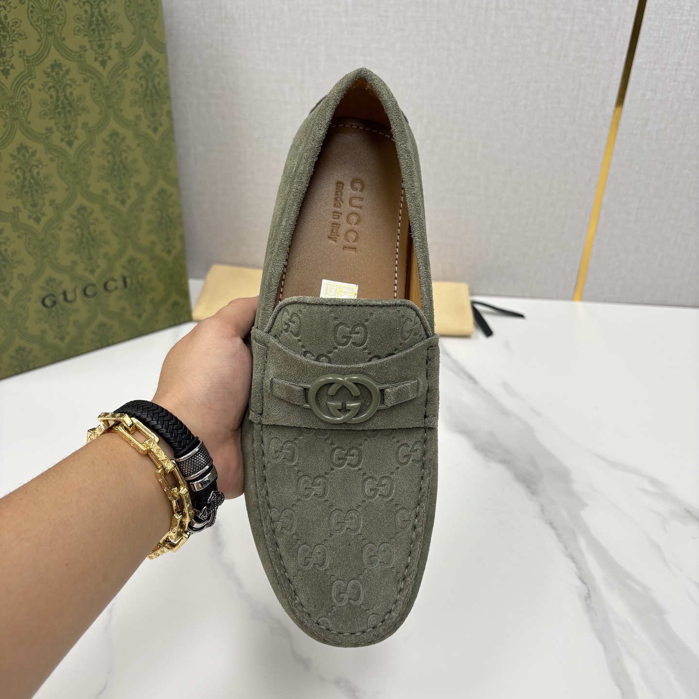 💋💍 G家 代购版 官网同步发售 GUCC* 古～驰 饰马衔扣男士驾车鞋 官方 7,300 经典款式豆豆