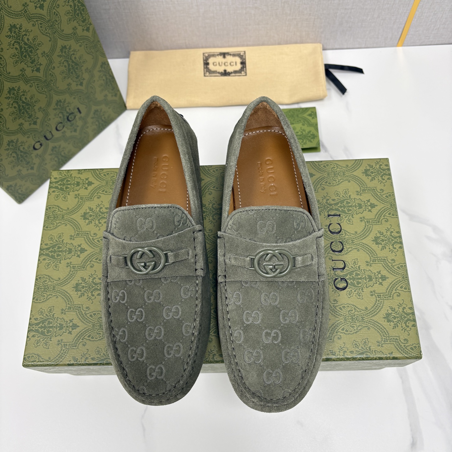 💋💍 G家 代购版 官网同步发售 GUCC* 古～驰 饰马衔扣男士驾车鞋 官方 7,300 经典款式豆豆