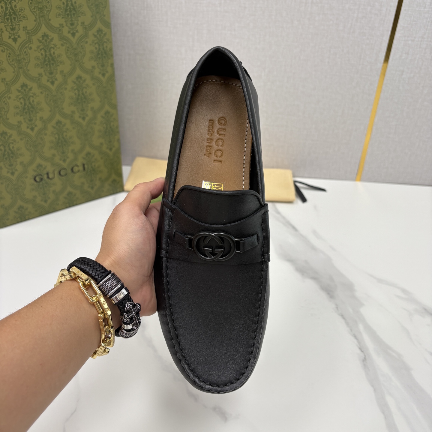 💋💍 G家 代购版 官网同步发售 GUCC* 古～驰 饰马衔扣男士驾车鞋 官方 7,300 经典款式豆豆