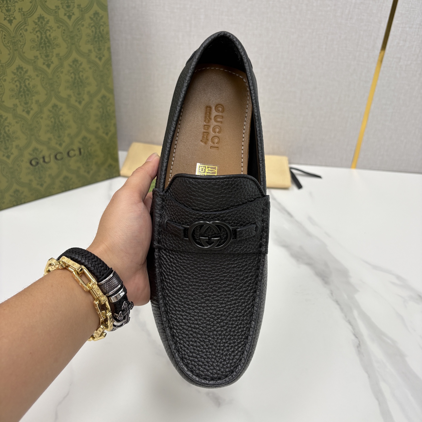 💋💍 G家 代购版 官网同步发售 GUCC* 古～驰 饰马衔扣男士驾车鞋 官方 7,300 经典款式豆豆