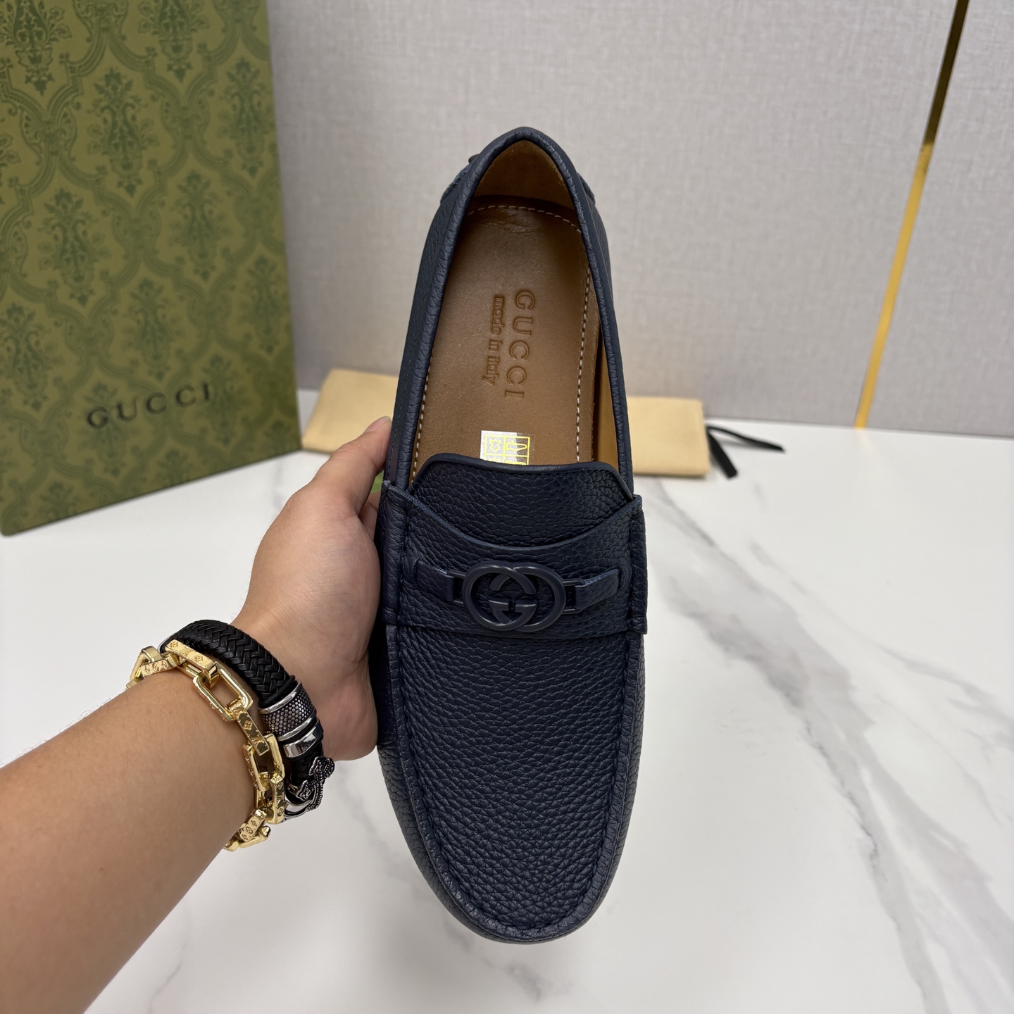 💋💍 G家 代购版 官网同步发售 GUCC* 古～驰 饰马衔扣男士驾车鞋 官方 7,300 经典款式豆豆