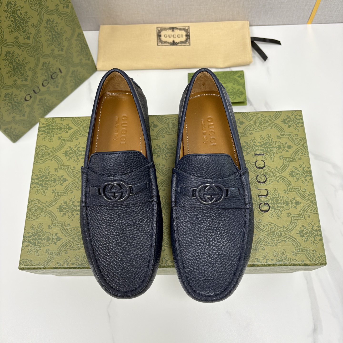 💋💍 G家 代购版 官网同步发售 GUCC* 古～驰 饰马衔扣男士驾车鞋 官方 7,300 经典款式豆豆