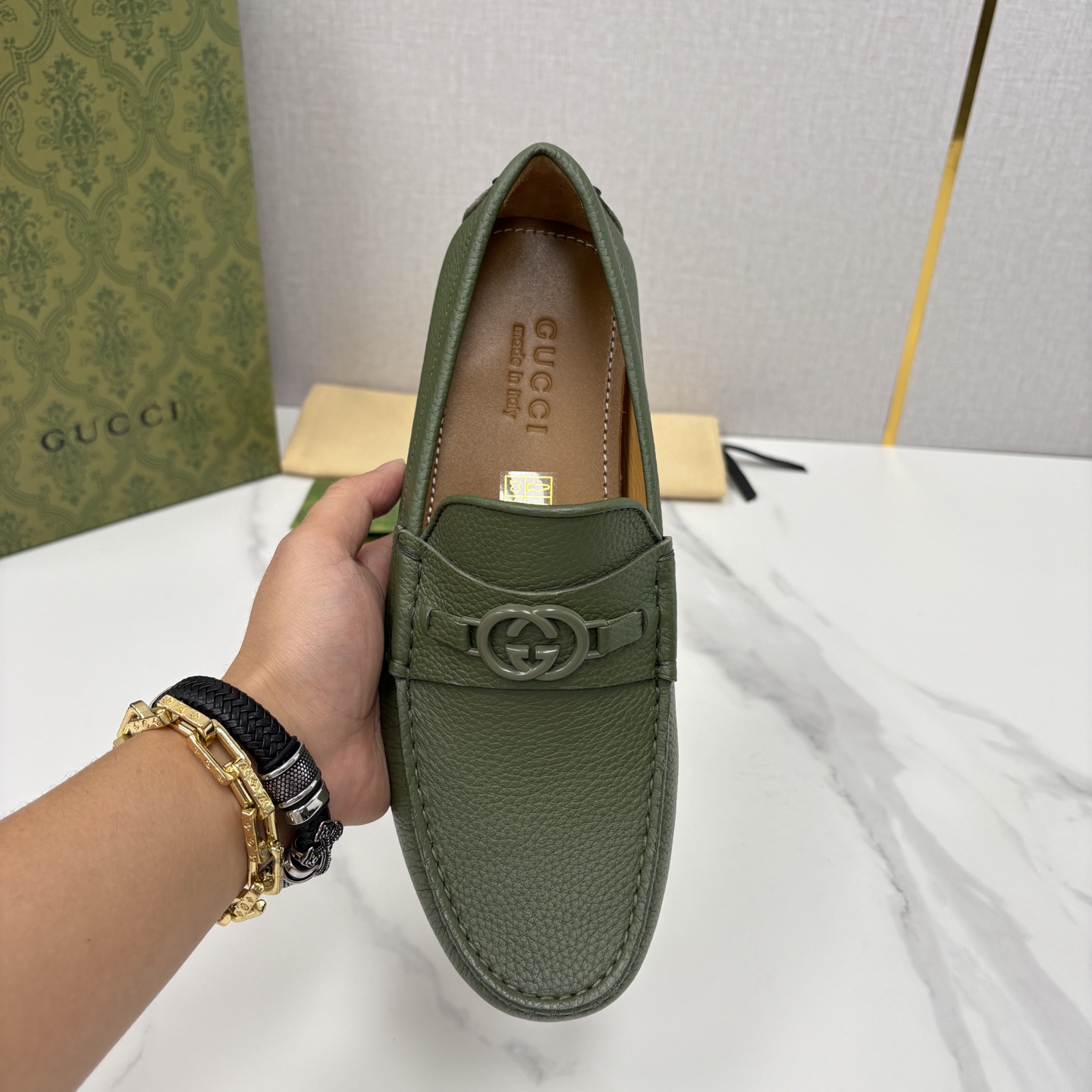 💋💍 G家 代购版 官网同步发售 GUCC* 古～驰 饰马衔扣男士驾车鞋 官方 7,300 经典款式豆豆