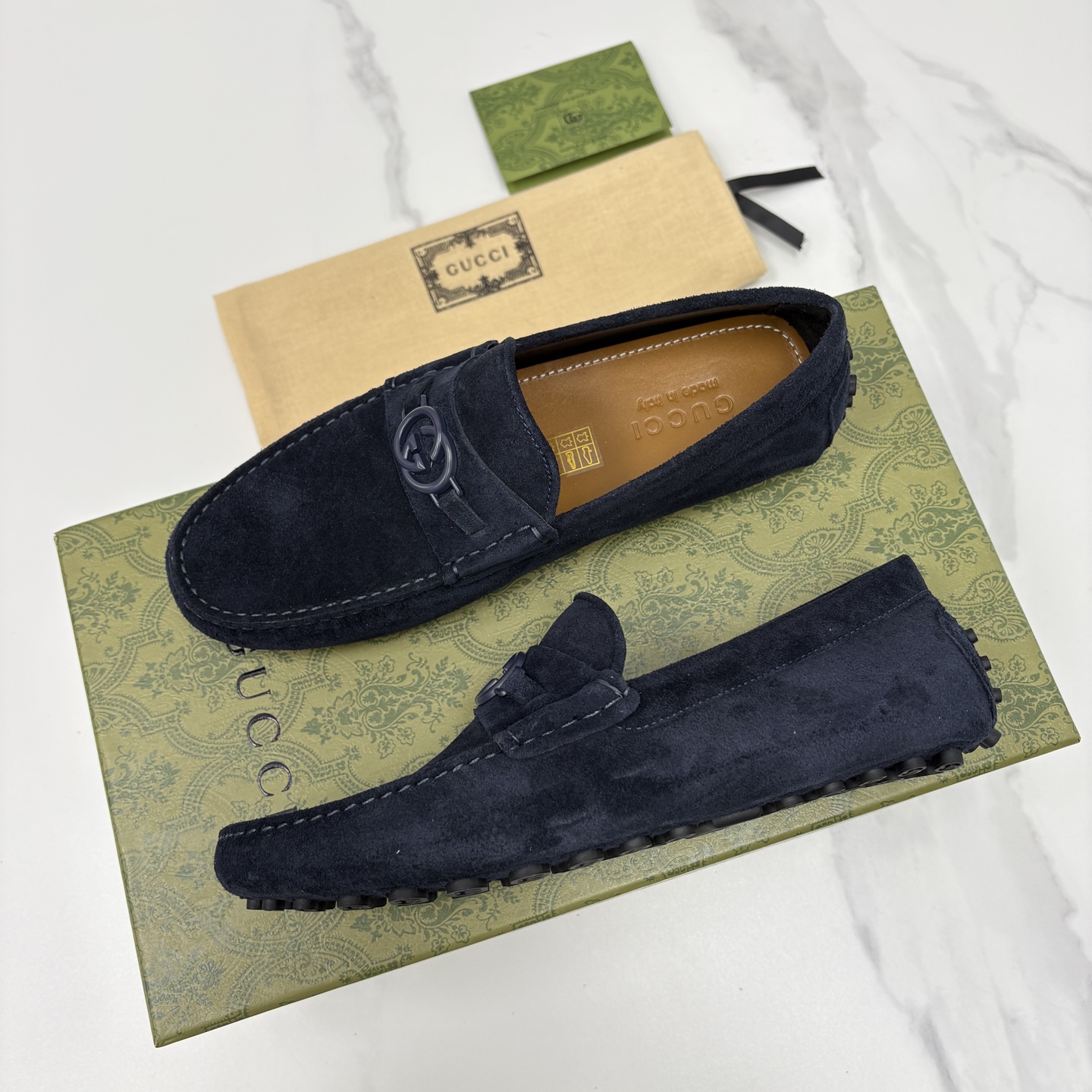 💋💍 G家 代购版 官网同步发售 GUCC* 古～驰 饰马衔扣男士驾车鞋 官方 7,300 经典款式豆豆