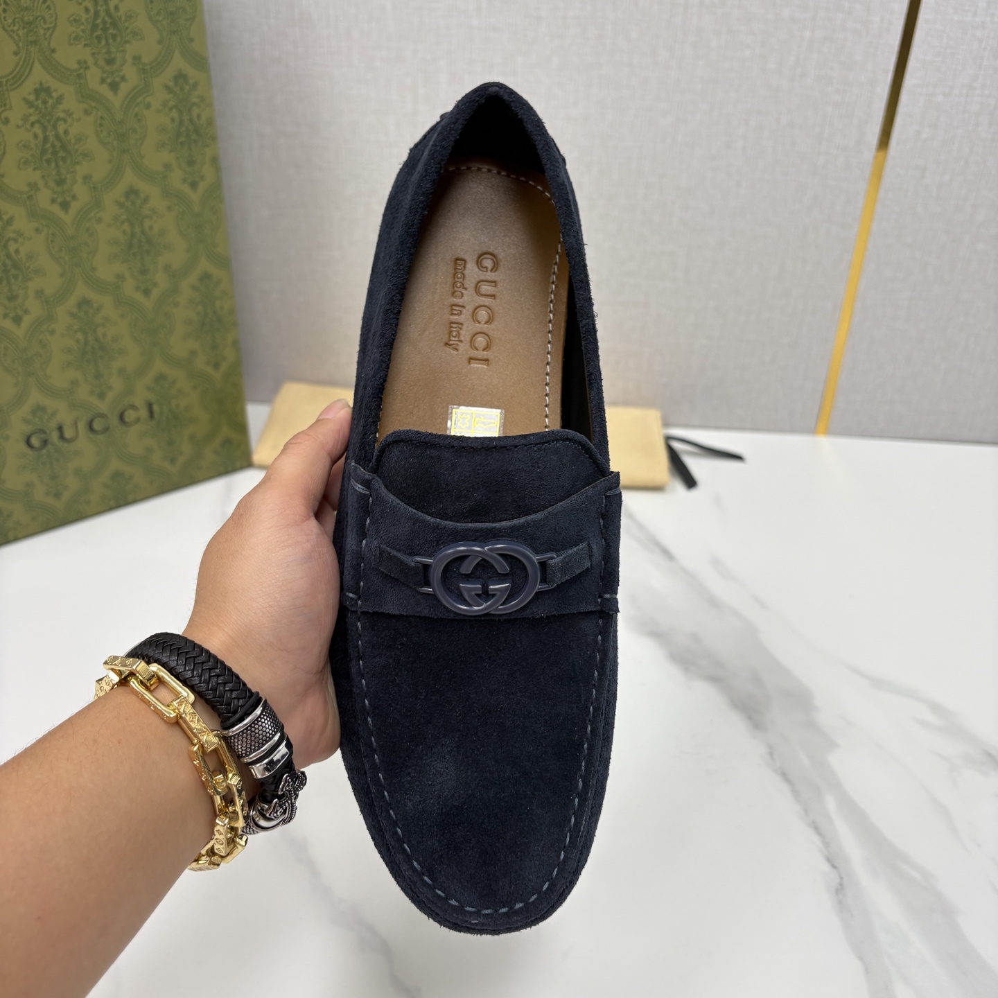 💋💍 G家 代购版 官网同步发售 GUCC* 古～驰 饰马衔扣男士驾车鞋 官方 7,300 经典款式豆豆