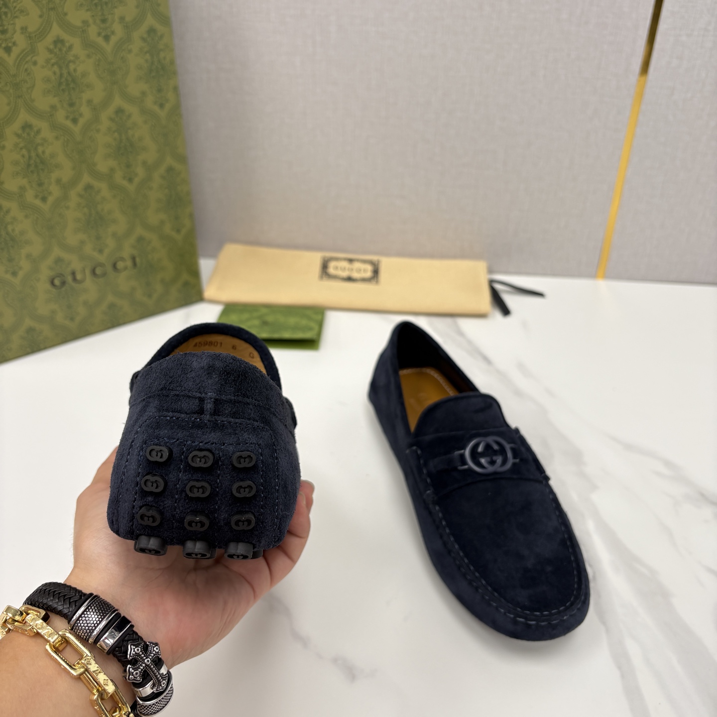 💋💍 G家 代购版 官网同步发售 GUCC* 古～驰 饰马衔扣男士驾车鞋 官方 7,300 经典款式豆豆