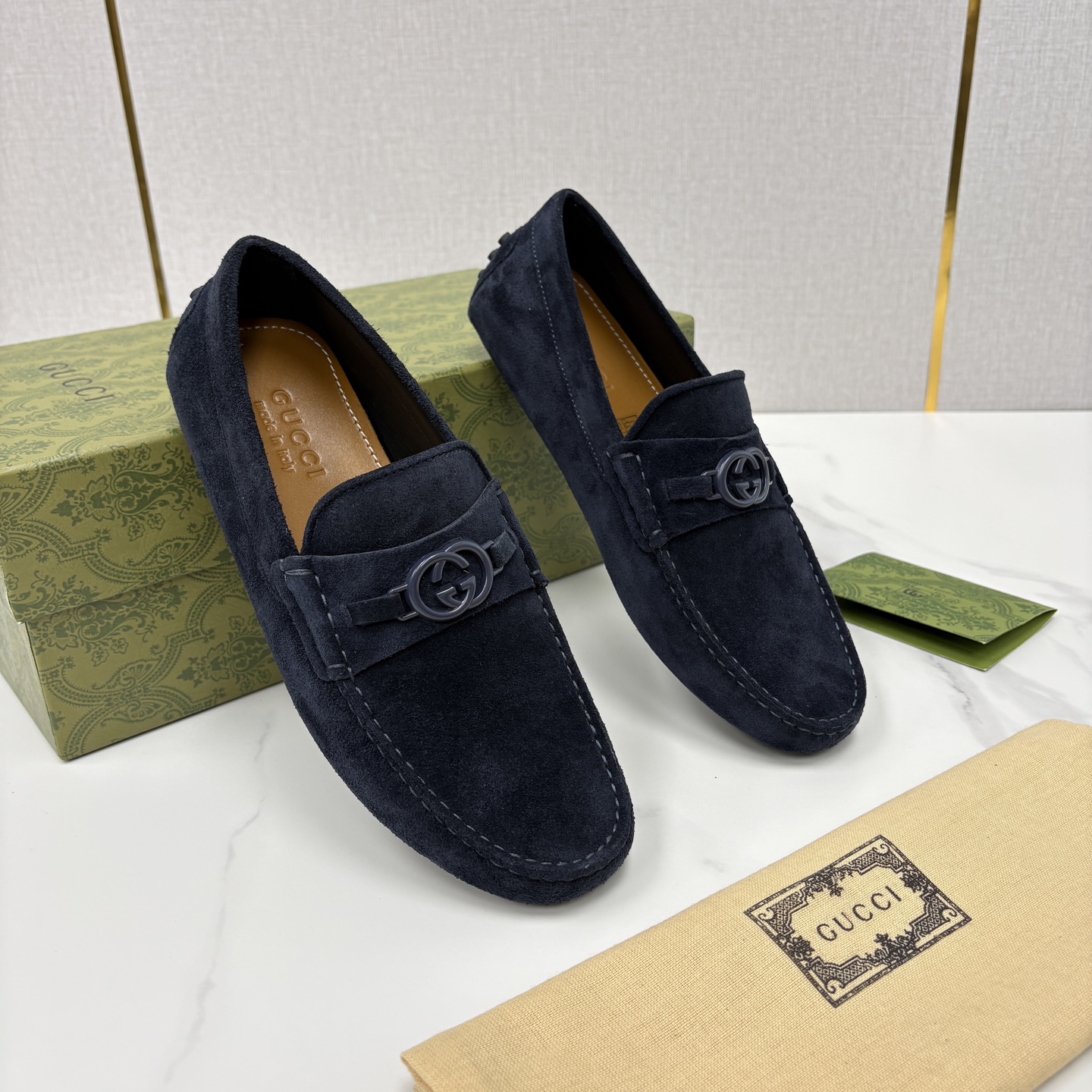 💋💍 G家 代购版 官网同步发售 GUCC* 古～驰 饰马衔扣男士驾车鞋 官方 7,300 经典款式豆豆