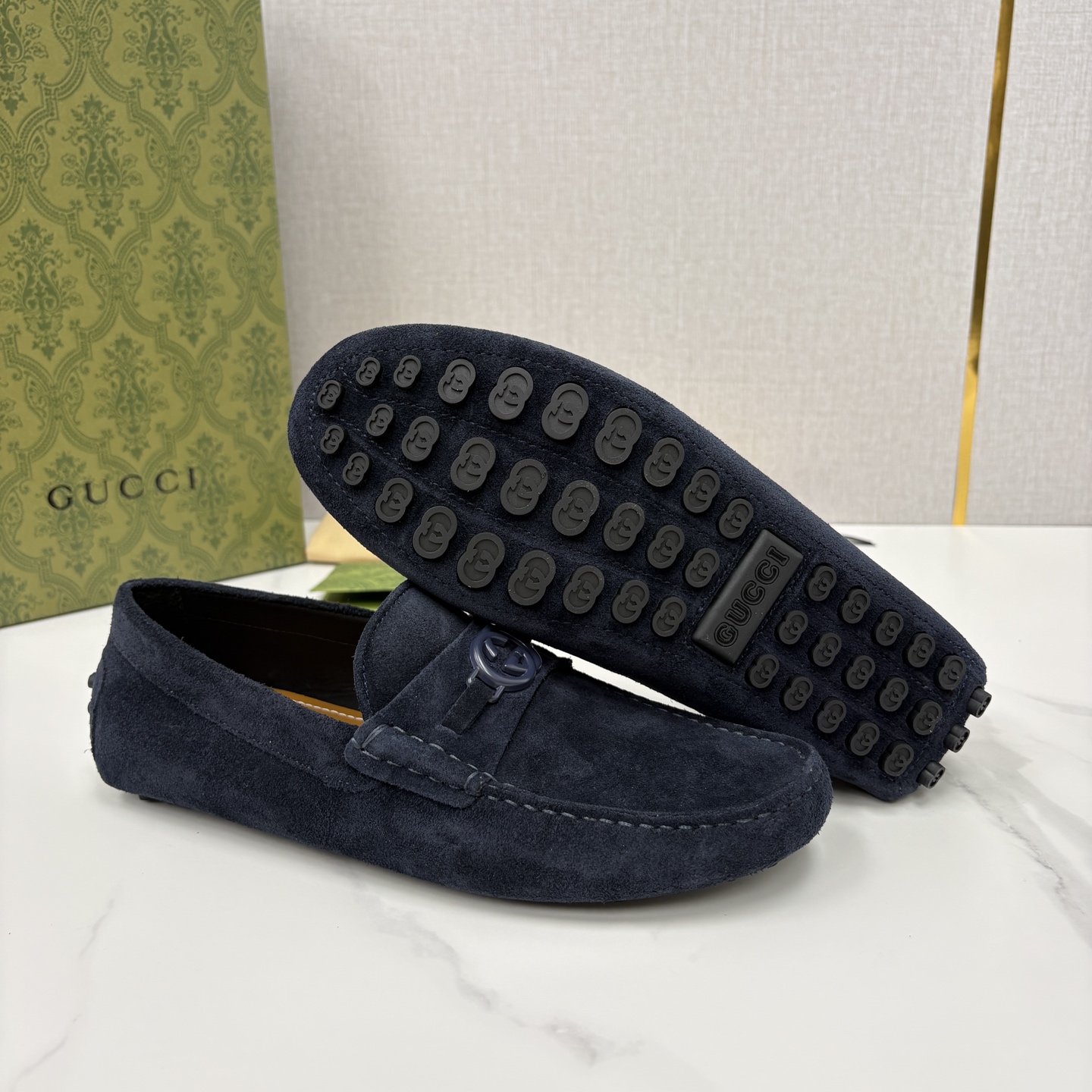 💋💍 G家 代购版 官网同步发售 GUCC* 古～驰 饰马衔扣男士驾车鞋 官方 7,300 经典款式豆豆