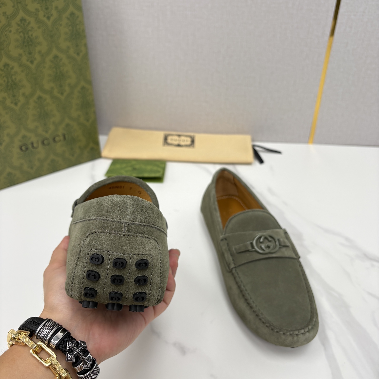 💋💍 G家 代购版 官网同步发售 GUCC* 古～驰 饰马衔扣男士驾车鞋 官方 7,300 经典款式豆豆