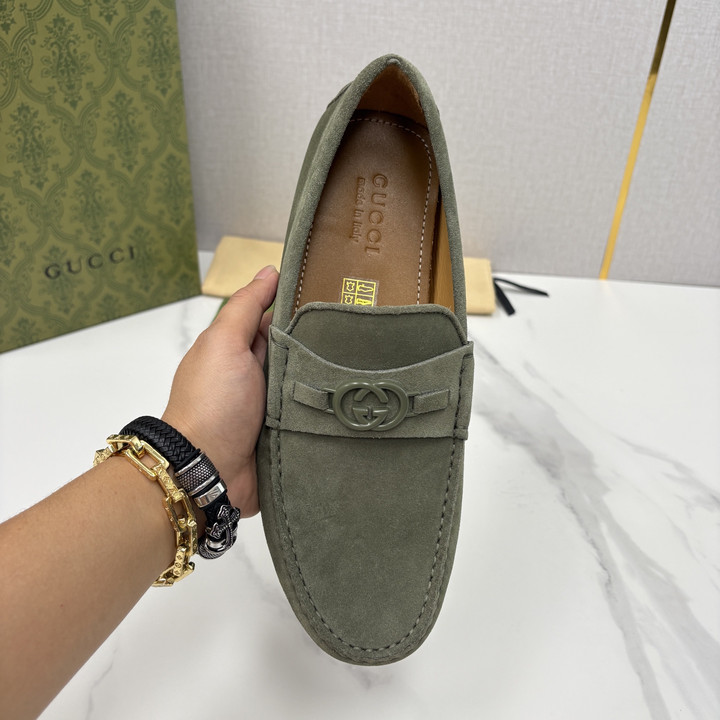 💋💍 G家 代购版 官网同步发售 GUCC* 古～驰 饰马衔扣男士驾车鞋 官方 7,300 经典款式豆豆