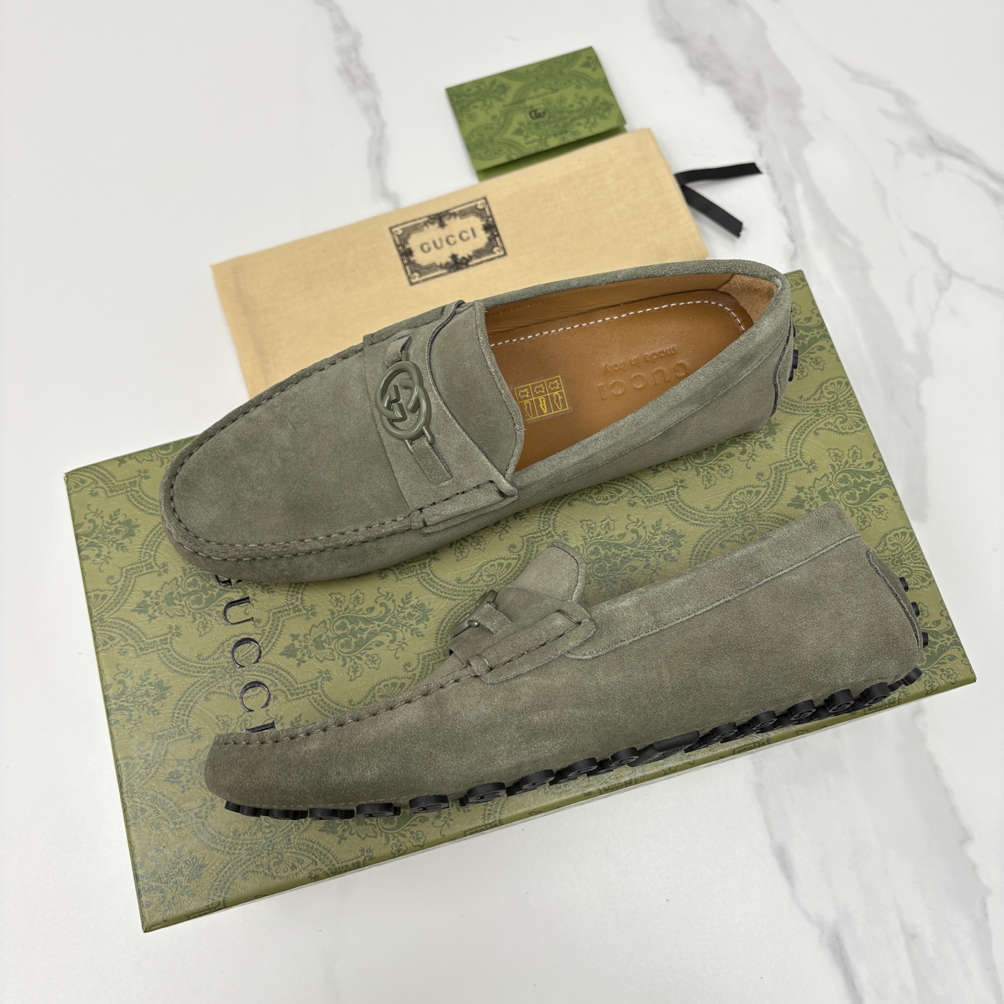 💋💍 G家 代购版 官网同步发售 GUCC* 古～驰 饰马衔扣男士驾车鞋 官方 7,300 经典款式豆豆