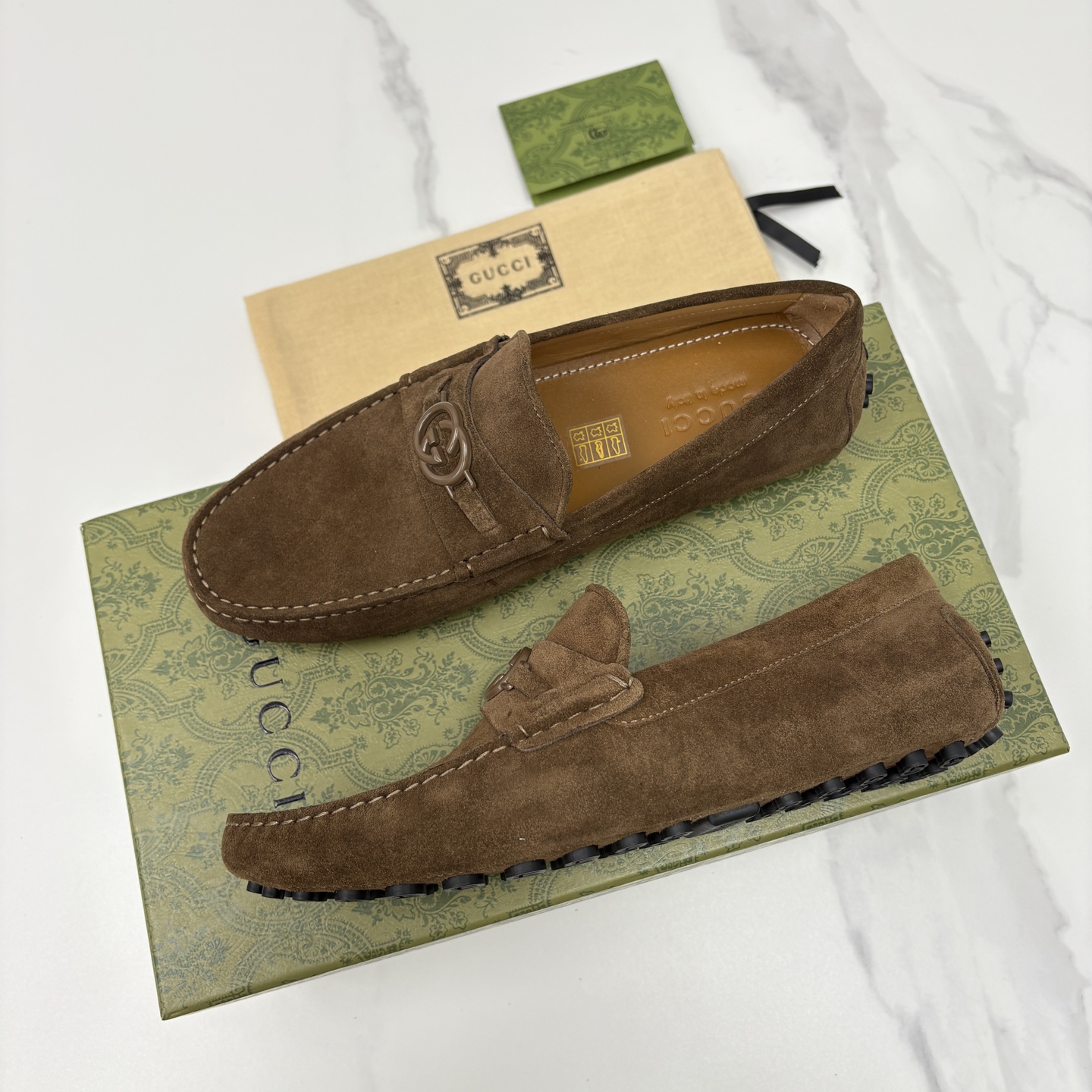 💋💍 G家 代购版 官网同步发售 GUCC* 古～驰 饰马衔扣男士驾车鞋 官方 7,300 经典款式豆豆