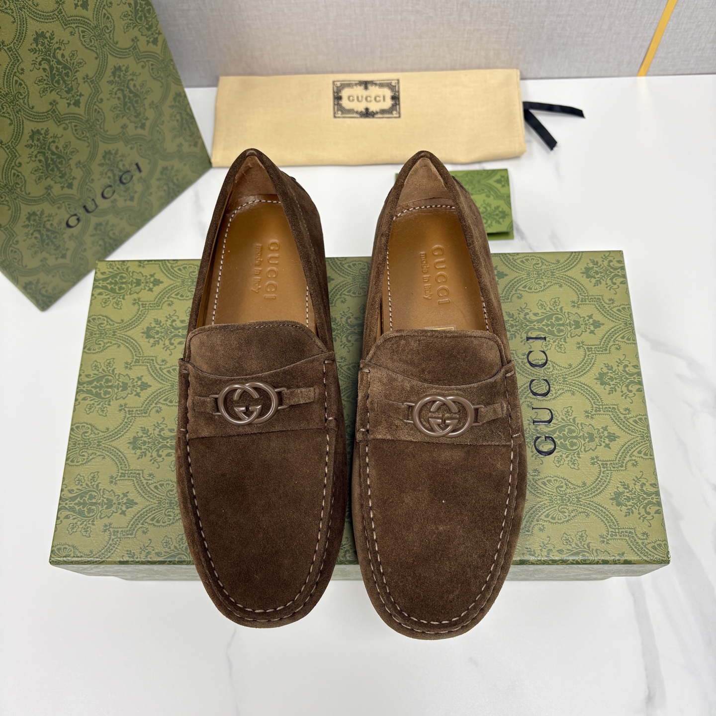 💋💍 G家 代购版 官网同步发售 GUCC* 古～驰 饰马衔扣男士驾车鞋 官方 7,300 经典款式豆豆