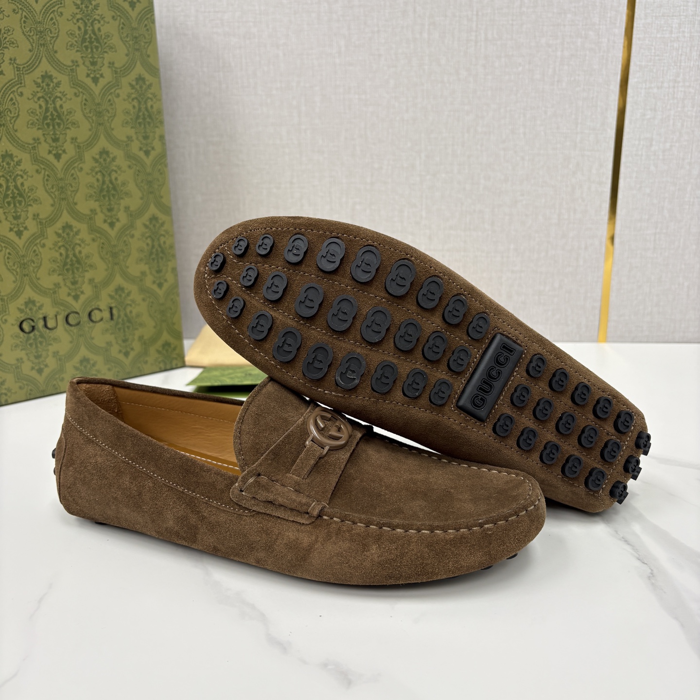 💋💍 G家 代购版 官网同步发售 GUCC* 古～驰 饰马衔扣男士驾车鞋 官方 7,300 经典款式豆豆