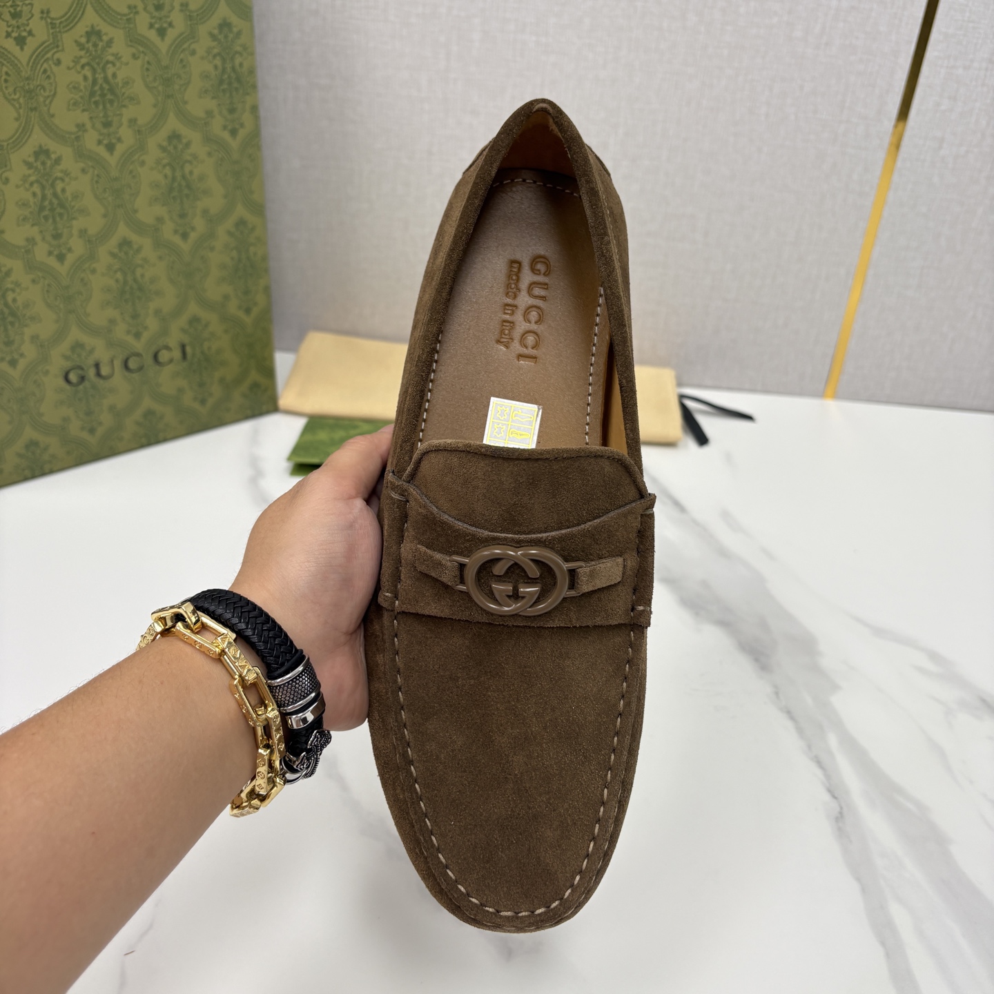 💋💍 G家 代购版 官网同步发售 GUCC* 古～驰 饰马衔扣男士驾车鞋 官方 7,300 经典款式豆豆