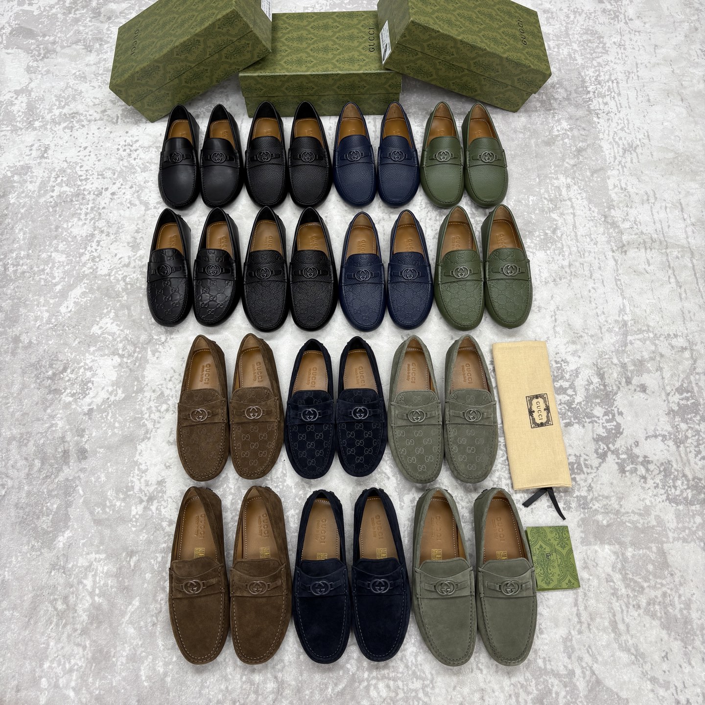 💋💍 G家 代购版 官网同步发售 GUCC* 古～驰 饰马衔扣男士驾车鞋 官方 7,300 经典款式豆豆