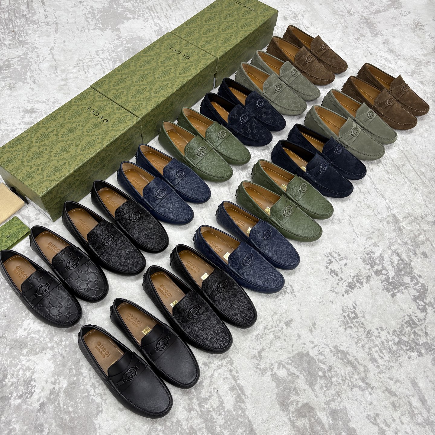 💋💍 G家 代购版 官网同步发售 GUCC* 古～驰 饰马衔扣男士驾车鞋 官方 7,300 经典款式豆豆
