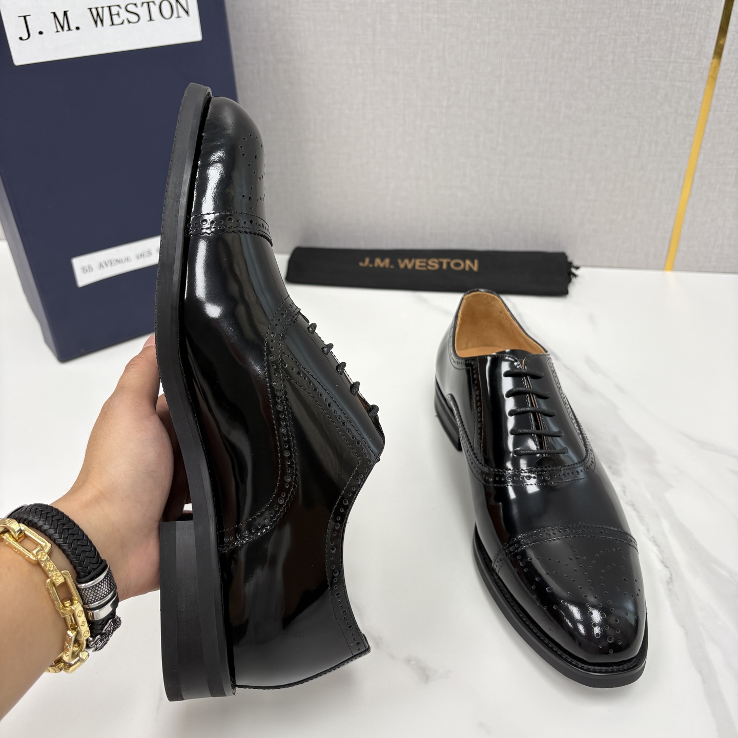 💋💍J.M.Westo*n 威士-顿 男士新品布洛克雕花三节头牛津鞋正装鞋皮鞋 法国顶级皮鞋品牌 当法式