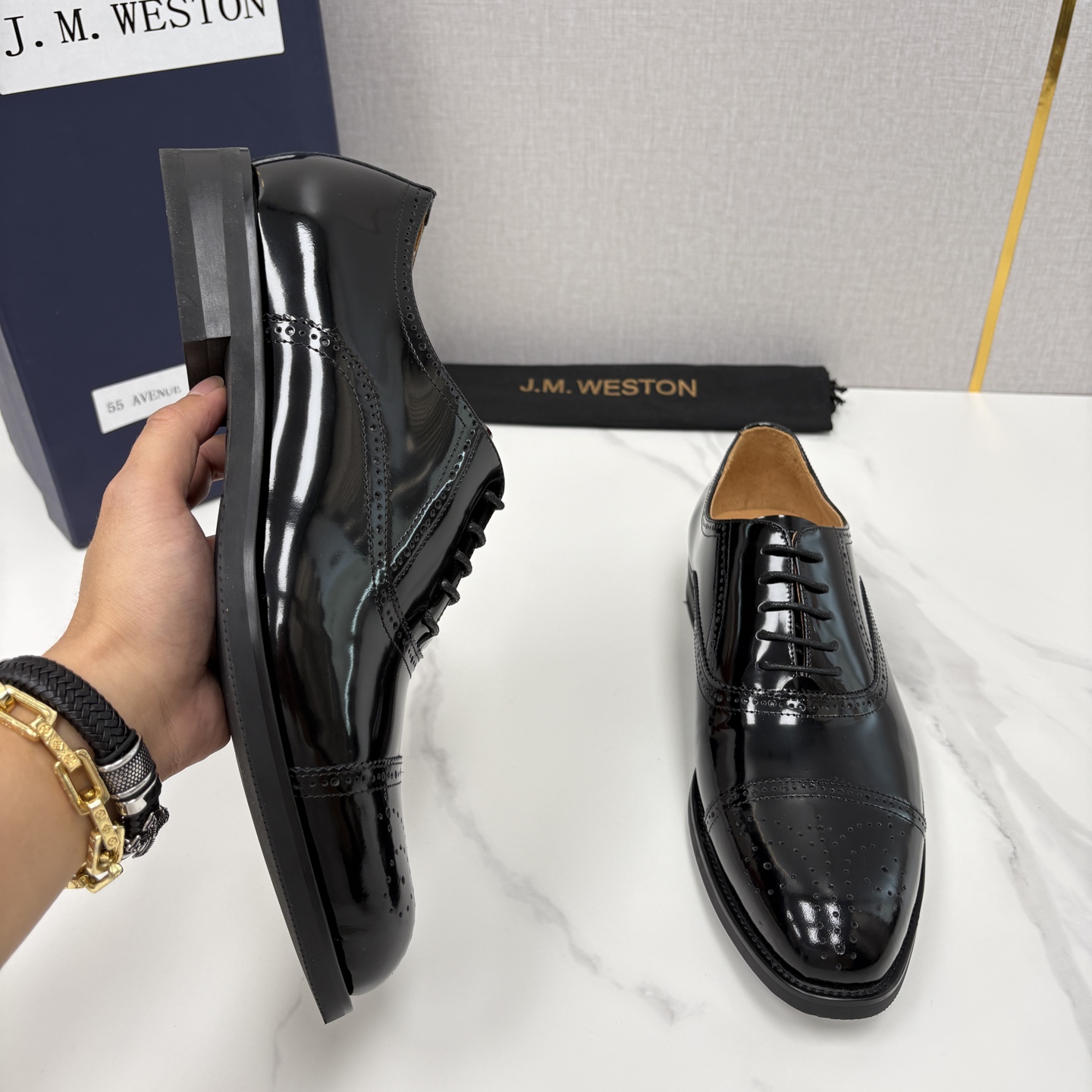 💋💍J.M.Westo*n 威士-顿 男士新品布洛克雕花三节头牛津鞋正装鞋皮鞋 法国顶级皮鞋品牌 当法式