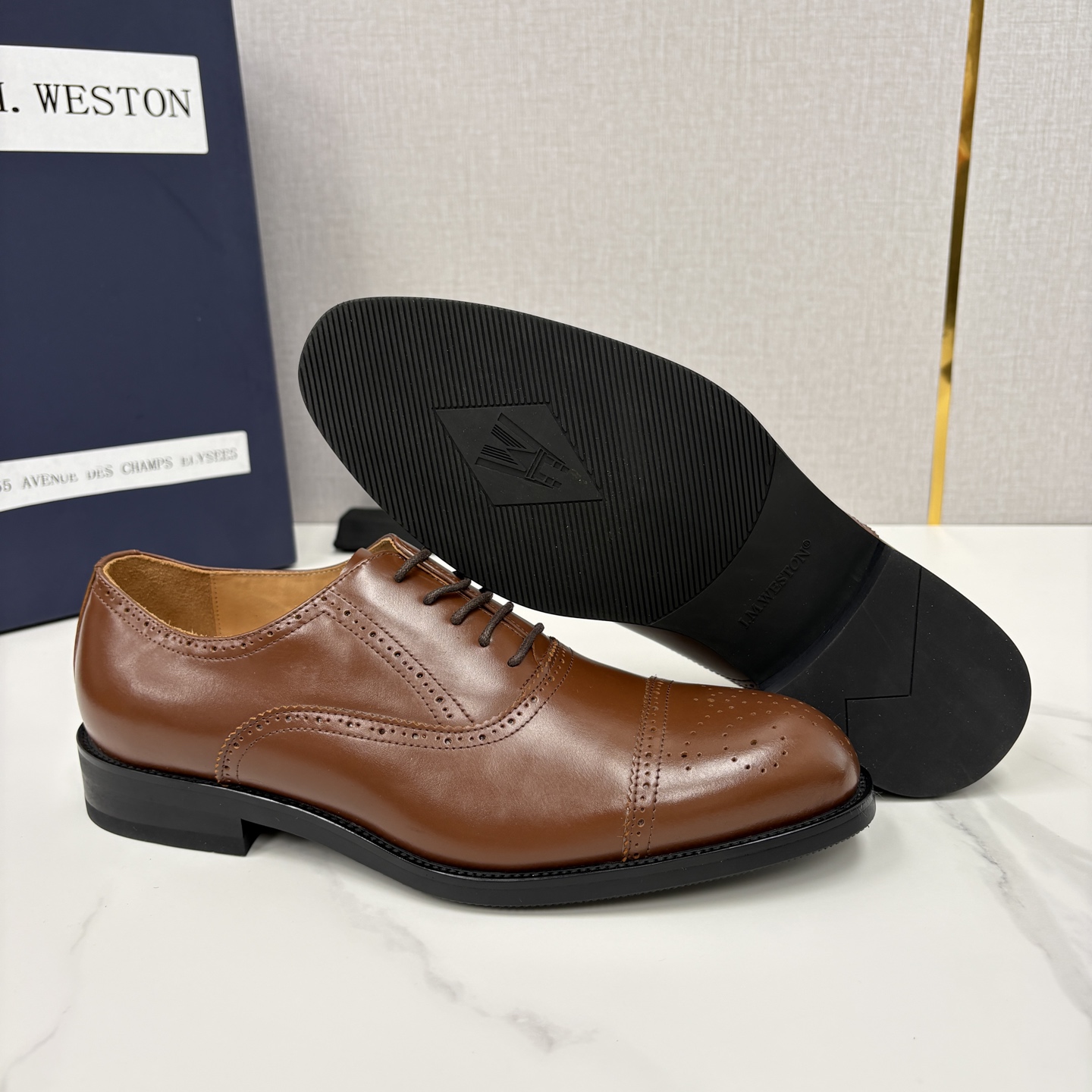 💋💍J.M.Westo*n 威士-顿 男士新品布洛克雕花三节头牛津鞋正装鞋皮鞋 法国顶级皮鞋品牌 当法式