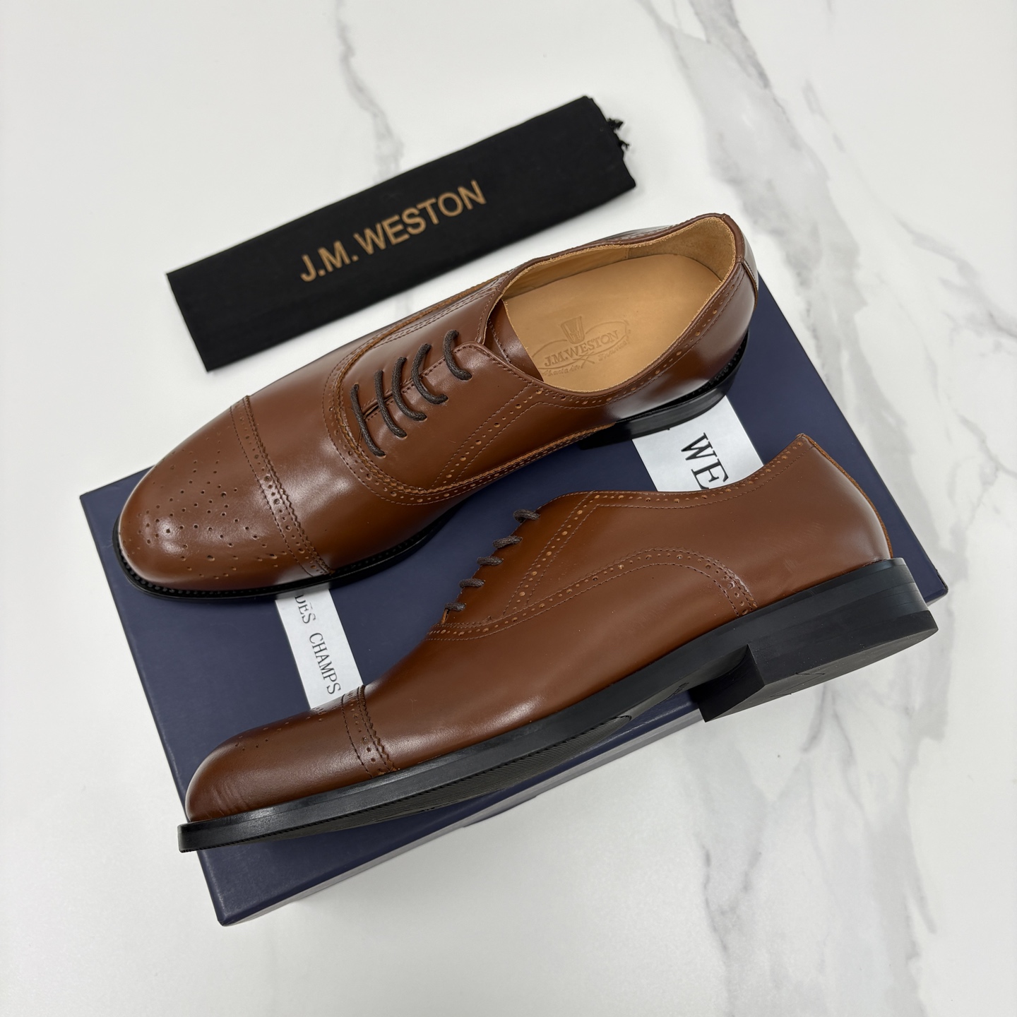 💋💍J.M.Westo*n 威士-顿 男士新品布洛克雕花三节头牛津鞋正装鞋皮鞋 法国顶级皮鞋品牌 当法式