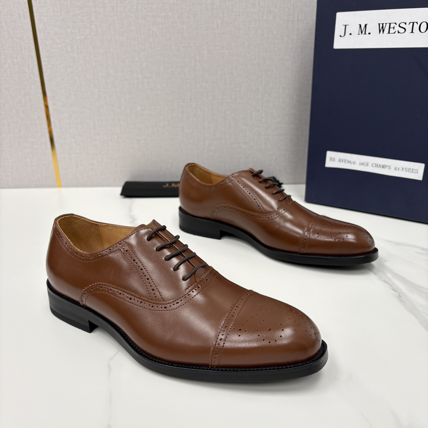 💋💍J.M.Westo*n 威士-顿 男士新品布洛克雕花三节头牛津鞋正装鞋皮鞋 法国顶级皮鞋品牌 当法式