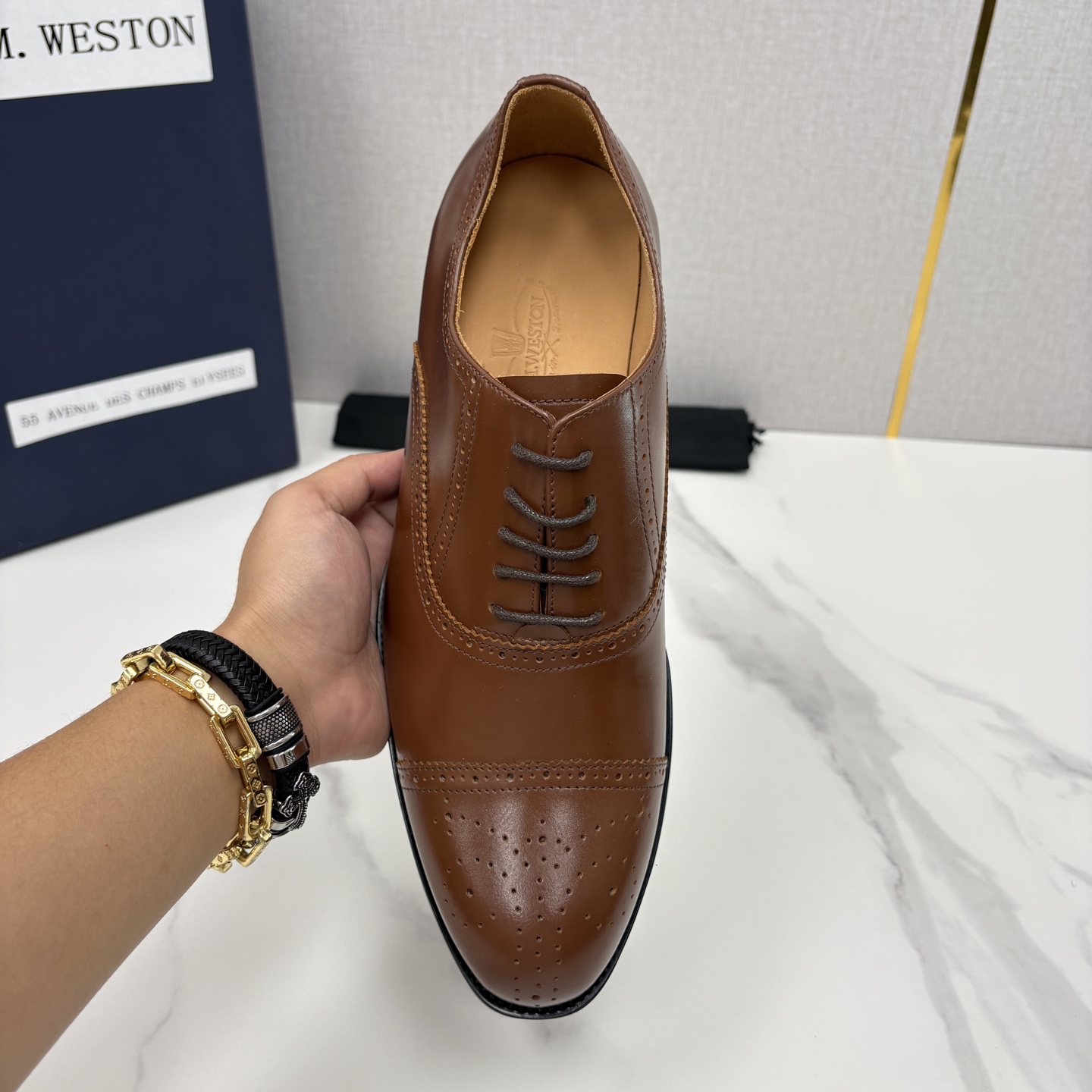 💋💍J.M.Westo*n 威士-顿 男士新品布洛克雕花三节头牛津鞋正装鞋皮鞋 法国顶级皮鞋品牌 当法式