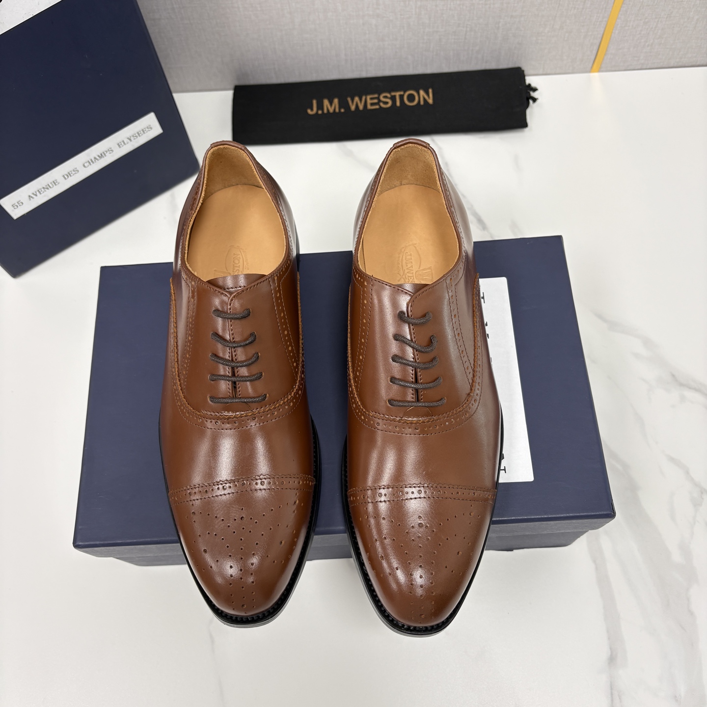 💋💍J.M.Westo*n 威士-顿 男士新品布洛克雕花三节头牛津鞋正装鞋皮鞋 法国顶级皮鞋品牌 当法式