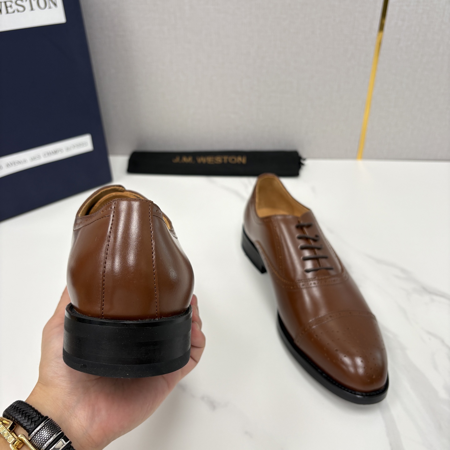 💋💍J.M.Westo*n 威士-顿 男士新品布洛克雕花三节头牛津鞋正装鞋皮鞋 法国顶级皮鞋品牌 当法式