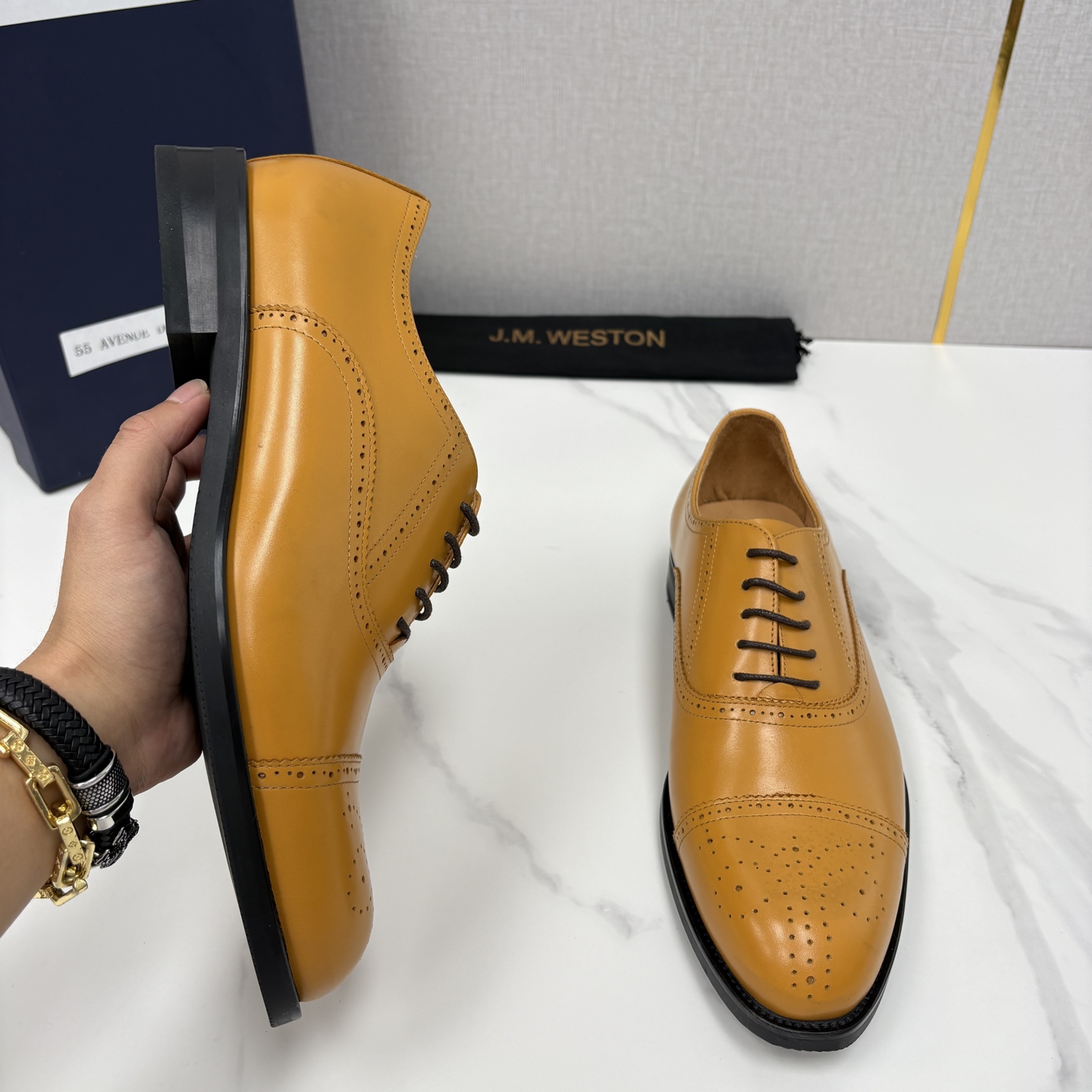 💋💍J.M.Westo*n 威士-顿 男士新品布洛克雕花三节头牛津鞋正装鞋皮鞋 法国顶级皮鞋品牌 当法式