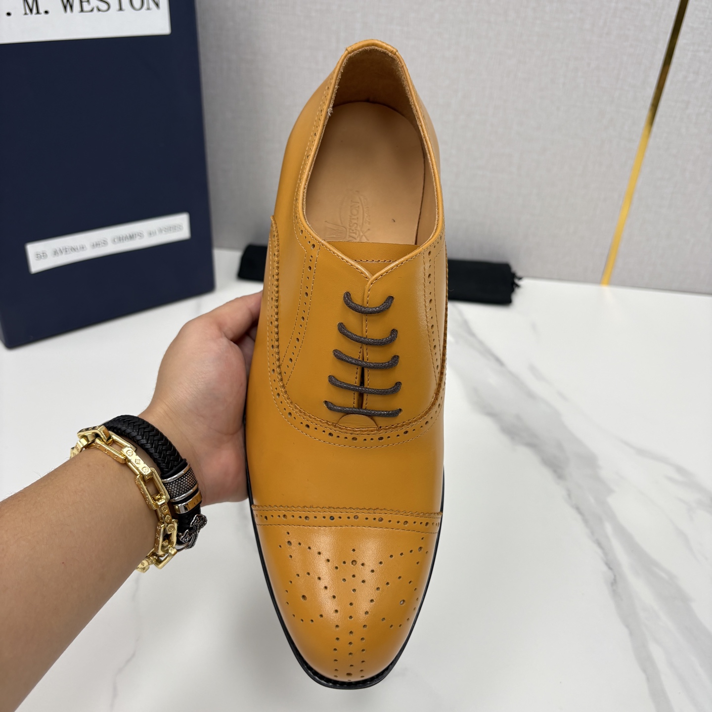 💋💍J.M.Westo*n 威士-顿 男士新品布洛克雕花三节头牛津鞋正装鞋皮鞋 法国顶级皮鞋品牌 当法式