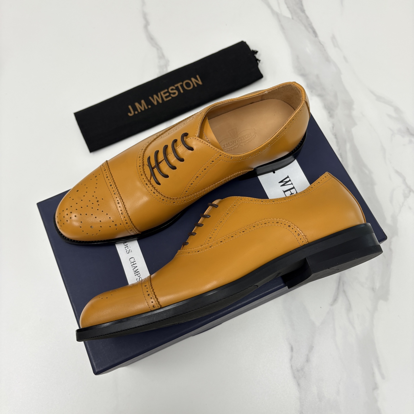 💋💍J.M.Westo*n 威士-顿 男士新品布洛克雕花三节头牛津鞋正装鞋皮鞋 法国顶级皮鞋品牌 当法式