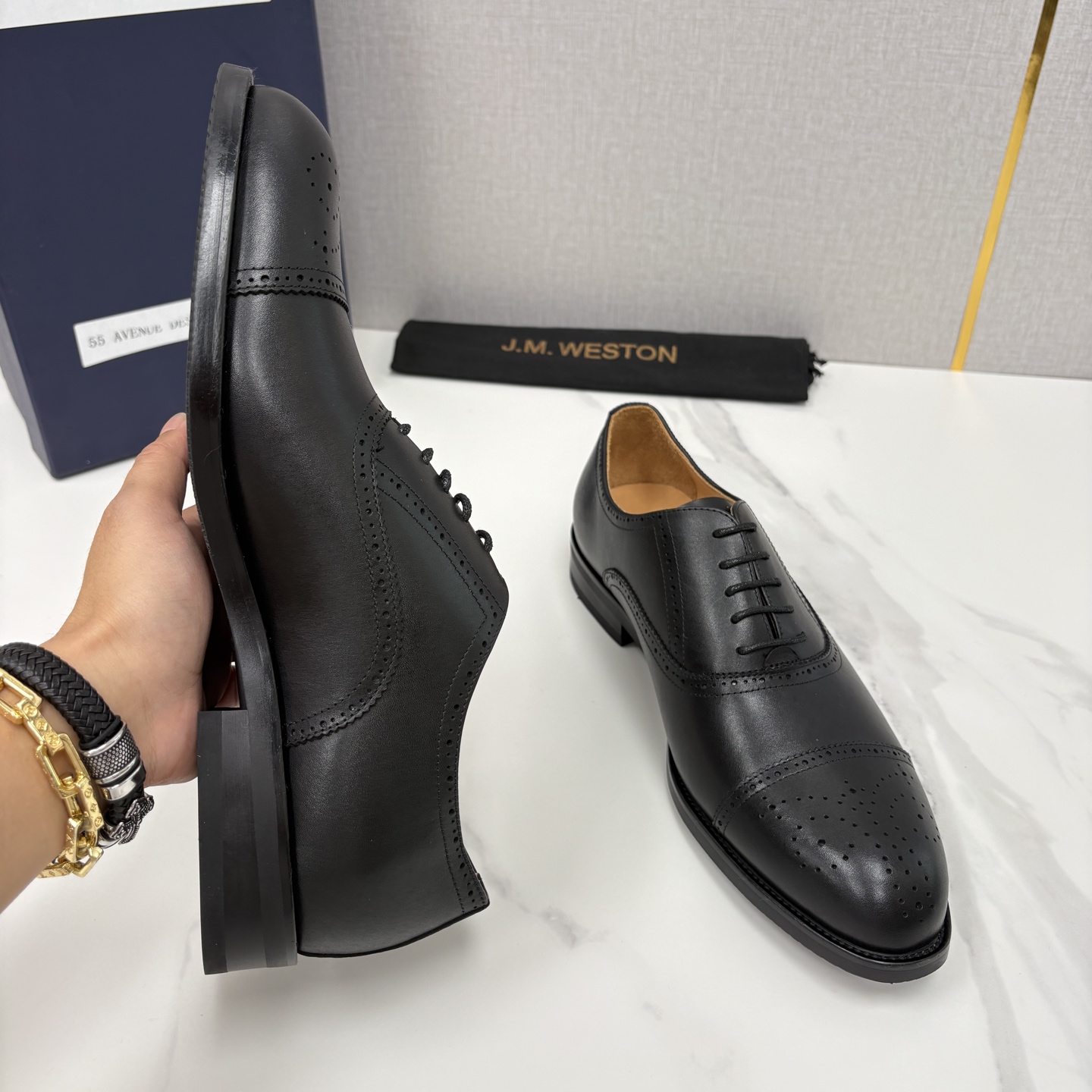 💋💍J.M.Westo*n 威士-顿 男士新品布洛克雕花三节头牛津鞋正装鞋皮鞋 法国顶级皮鞋品牌 当法式